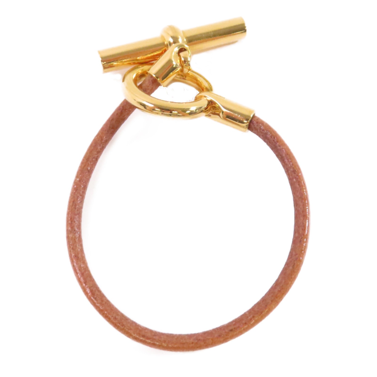 HERMES 麂皮皮革/金屬Glenan Bracelet金扣手鏈