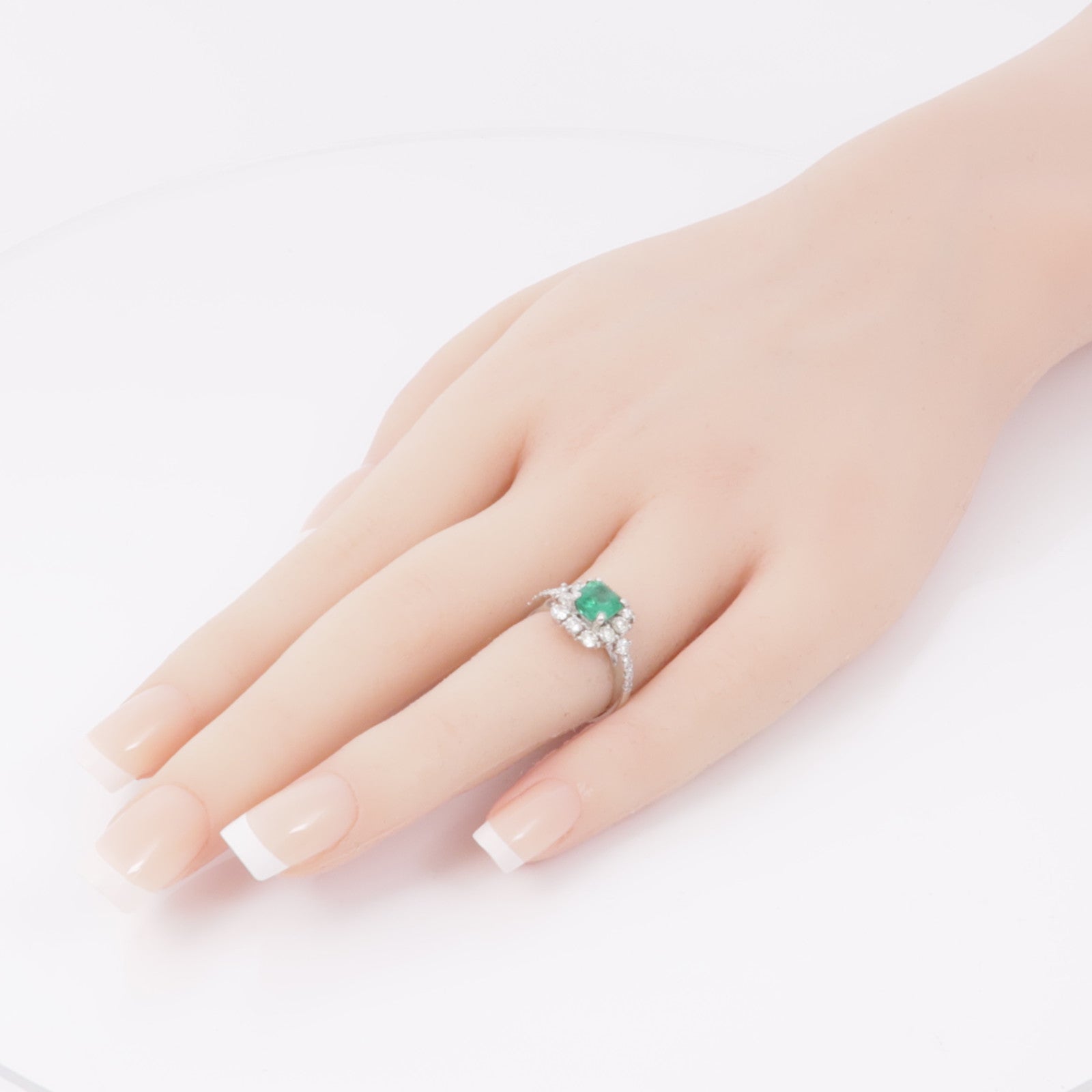 JEWELRY PT950鉑金Emerald Ring綠寶石/鑽石戒指US#5.5