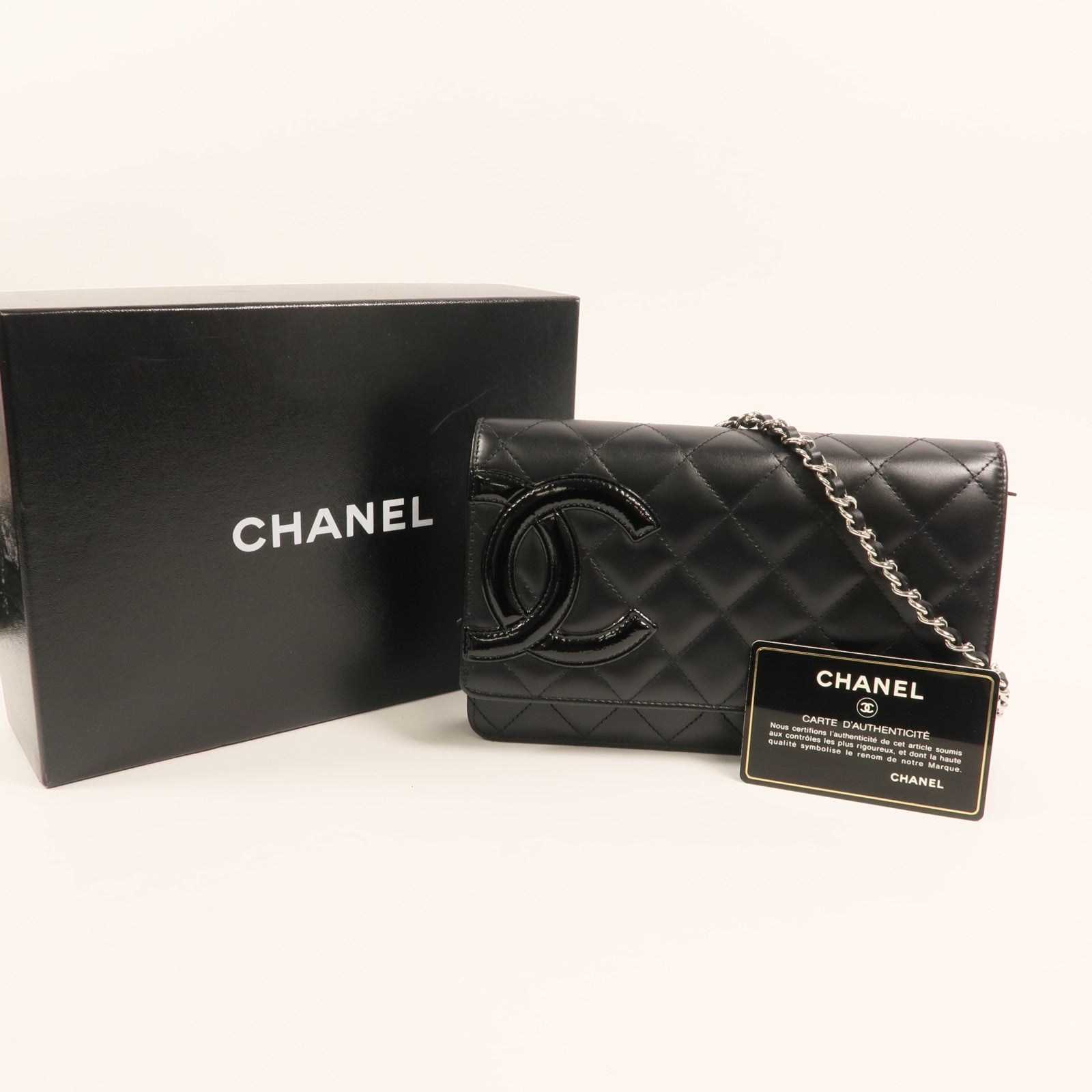 CHANEL 牛皮皮革Cambon Wallet on Chain鏈帶肩背袋