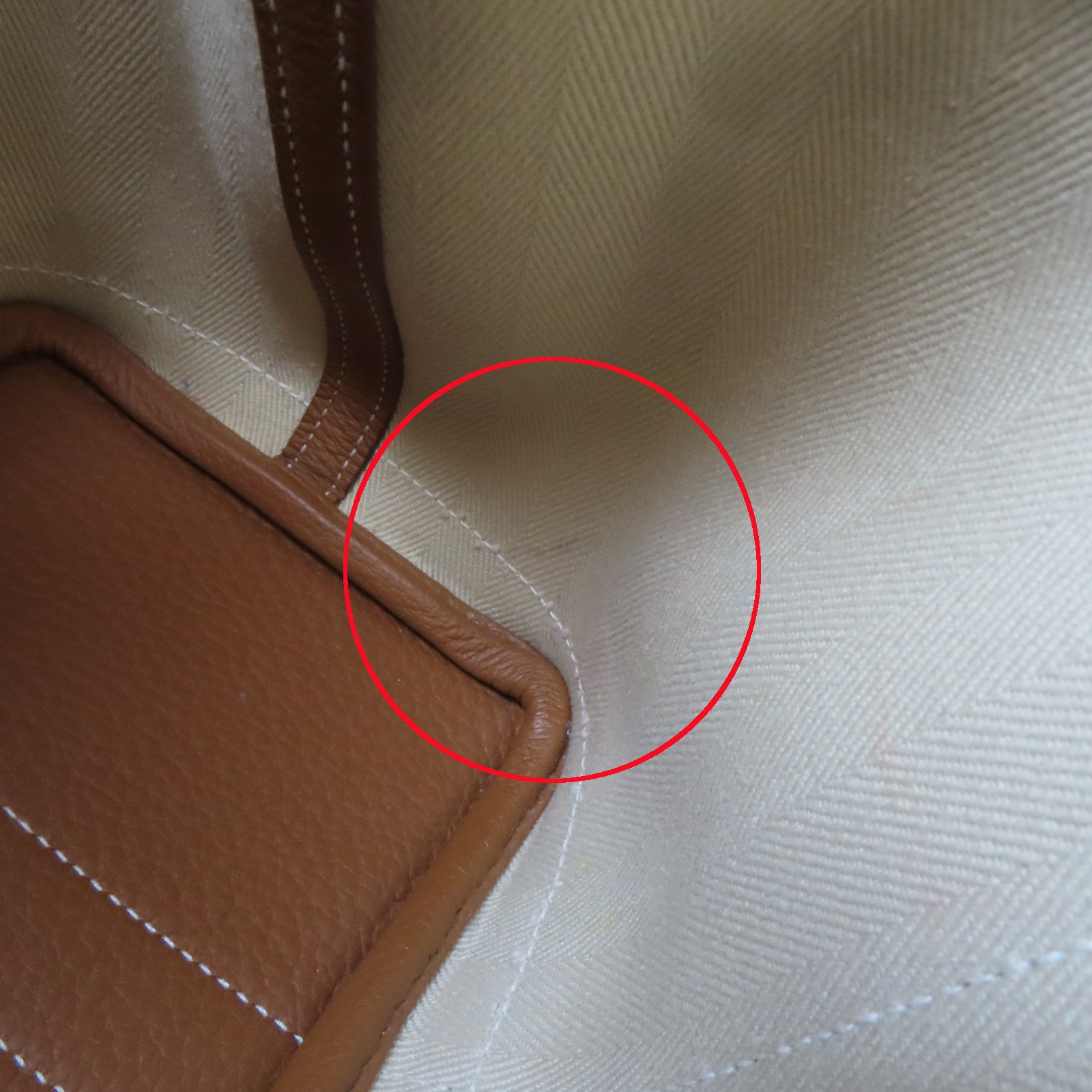 HERMES 帆布Garden Party TPM銀扣手挽袋米色/Gold/啡色