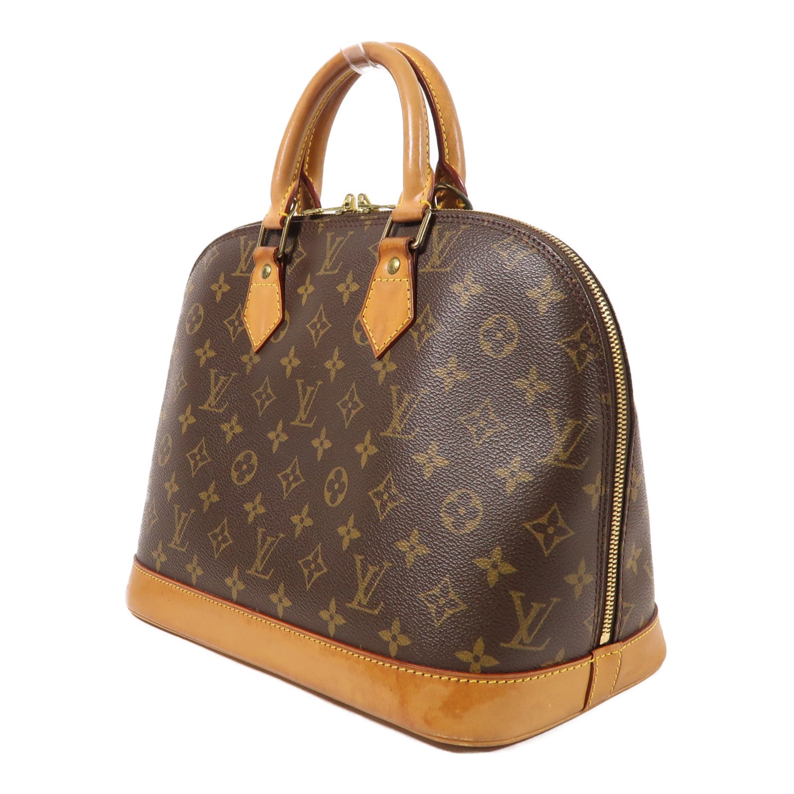 LOUIS VUITTON Monogram Alma金扣手挽袋棕色