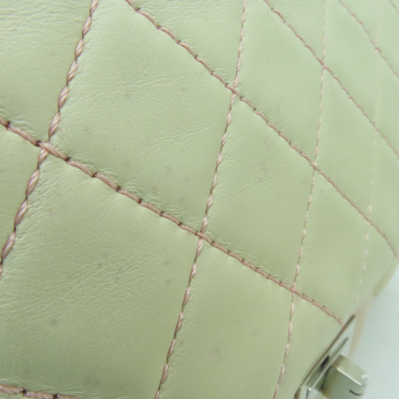 CHANEL **【清倉大減價】菱格羊皮皮革2.55 Chain Shoulder Bag銀扣鏈帶肩背袋粉紅色/白色
