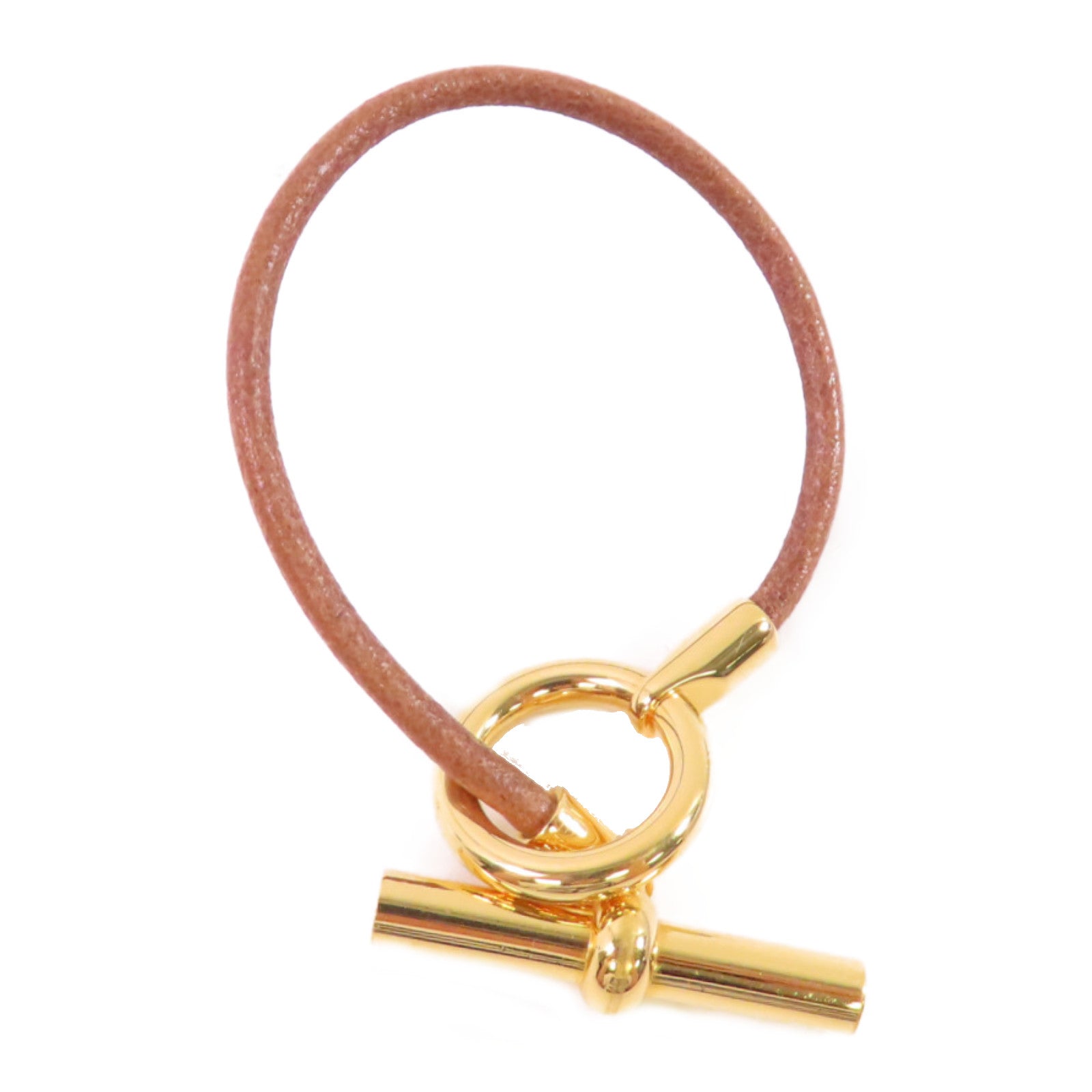 HERMES 麂皮皮革/金屬Glenan Bracelet金扣手鏈