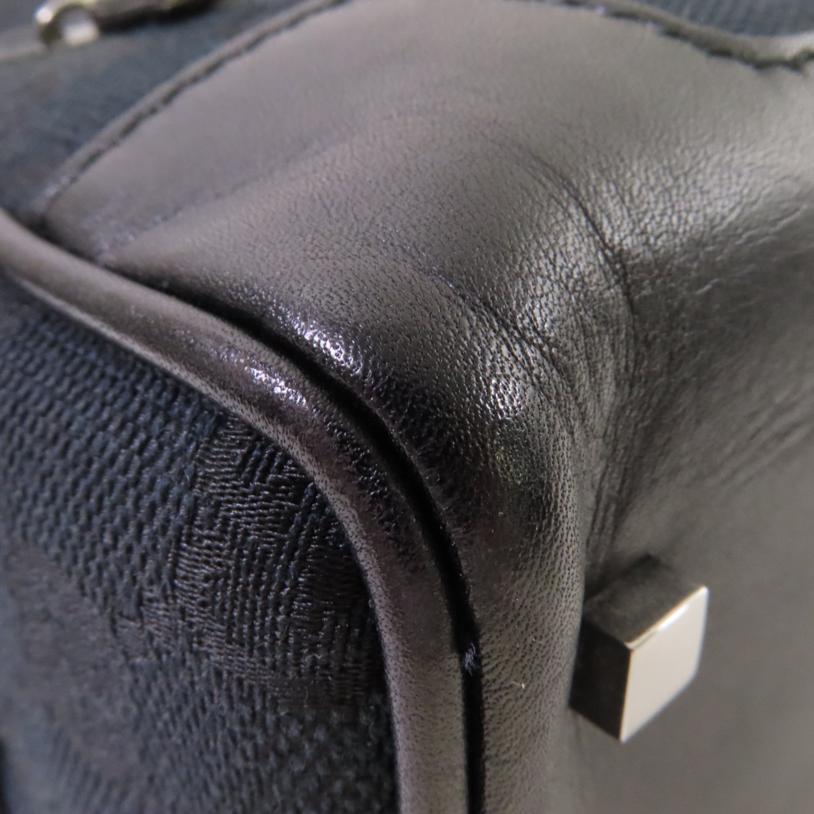 GUCCI GG帆布Bowler Handbag銀扣手挽袋黑色