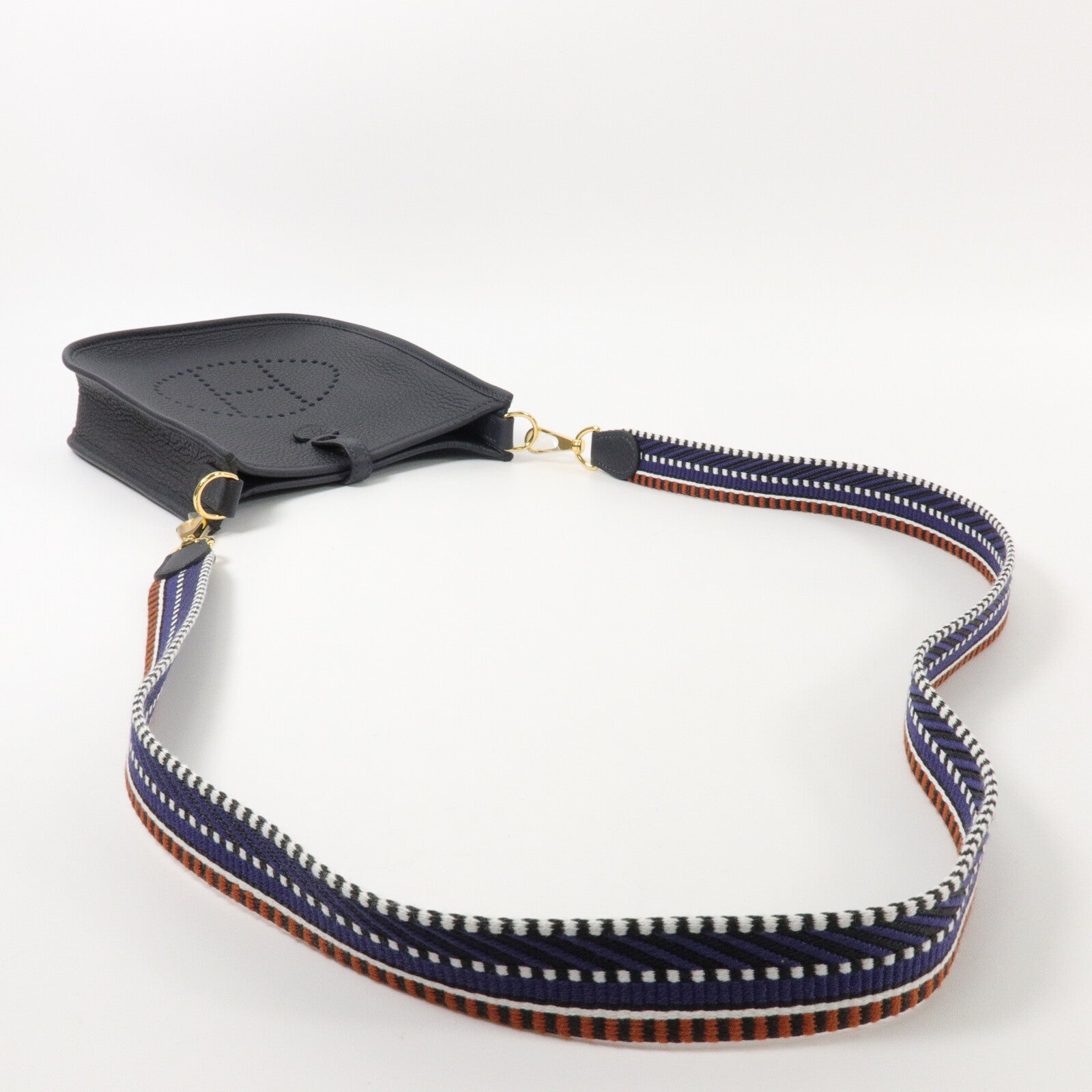 HERMES Clemence皮革Evelyne TPM肩背袋Bleu Encre