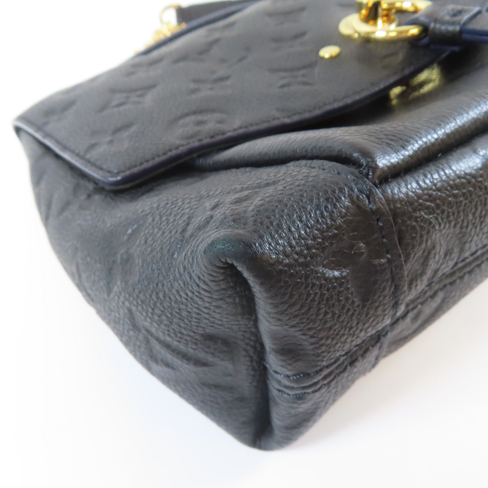 LOUIS VUITTON Monogram Empreinte Blanche BB金扣肩背袋黑色