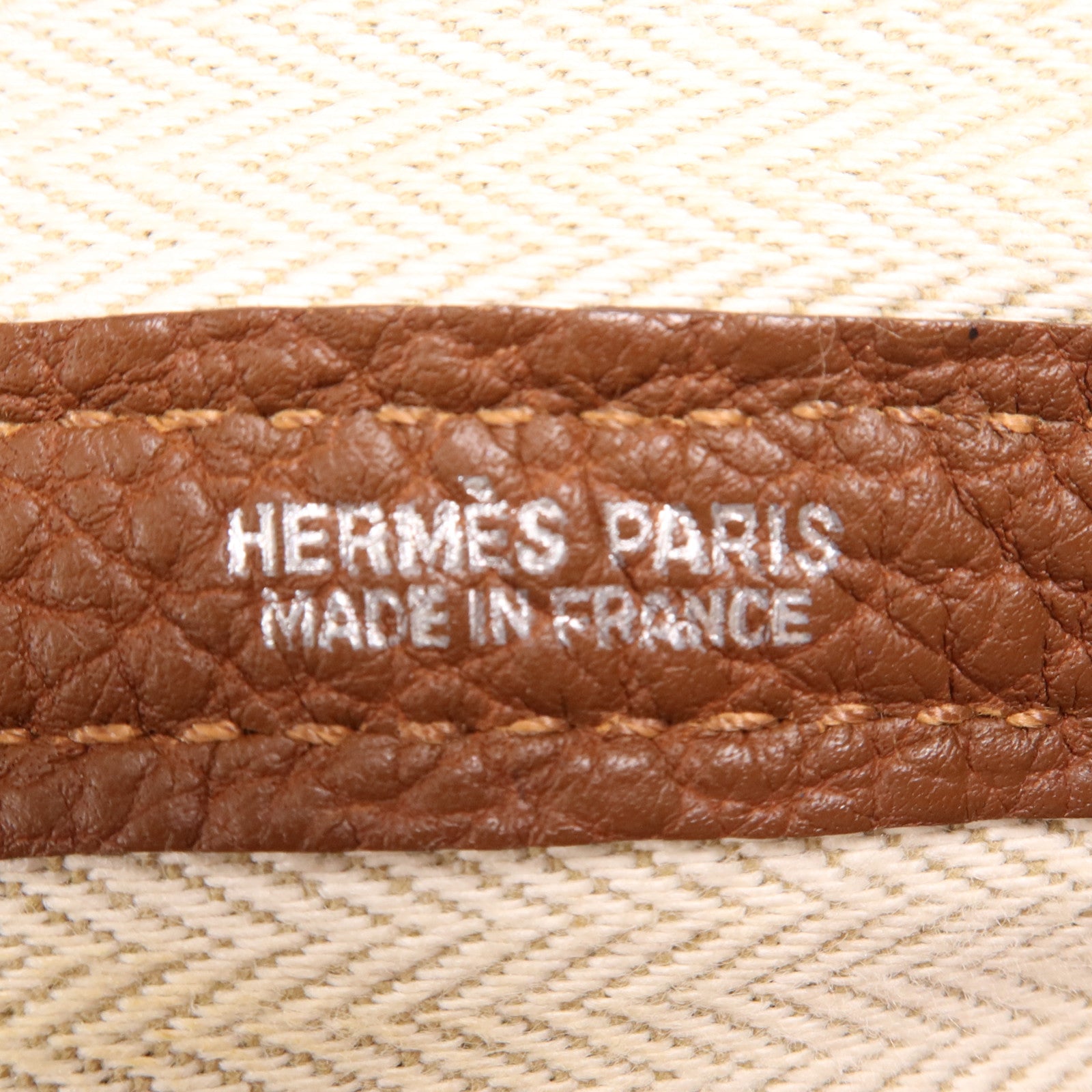 HERMES Negonda皮革Garden Party PM銀扣手挽袋Marron Fonce