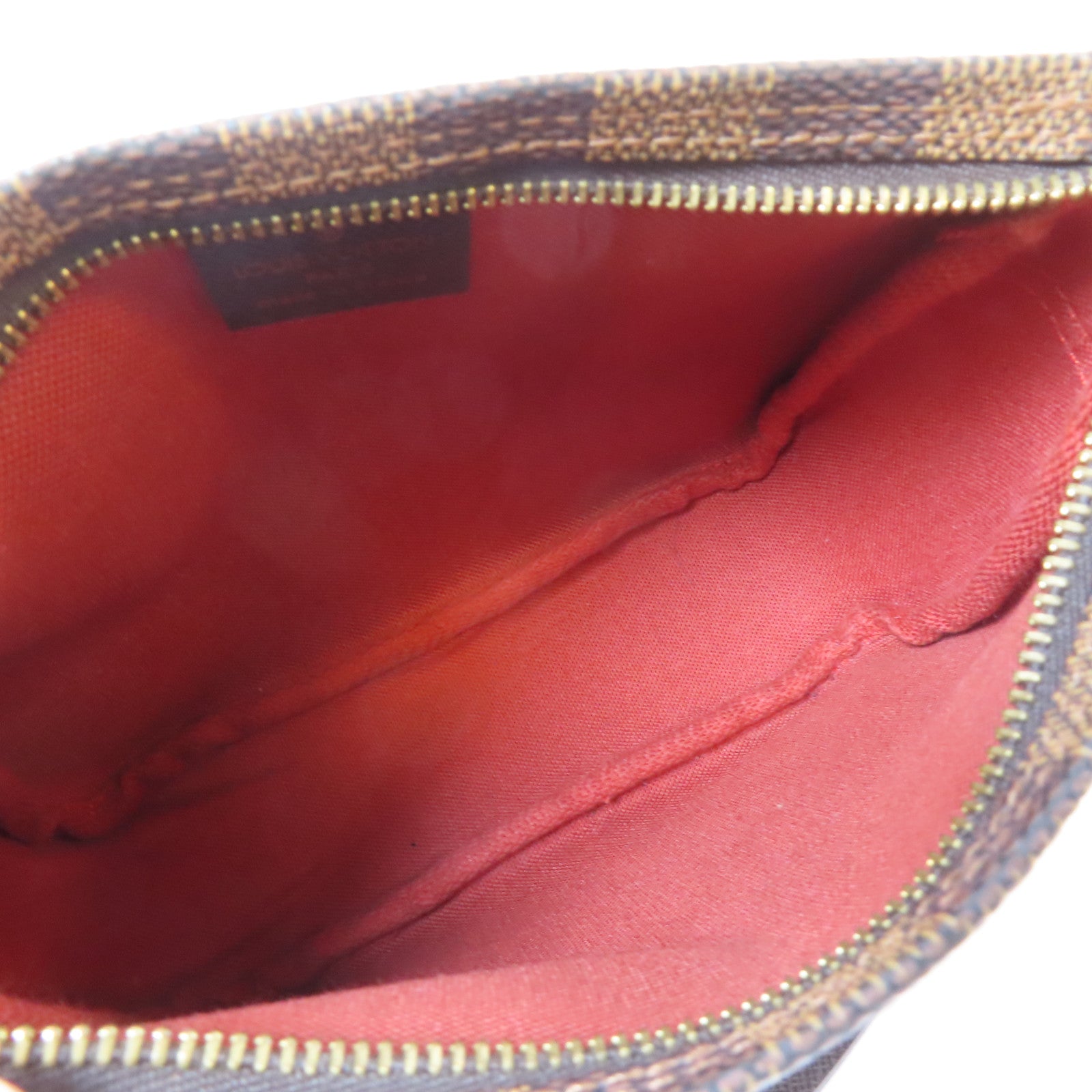 LOUIS VUITTON Damier Trousse Pochette Accessories金扣手挽袋啡色