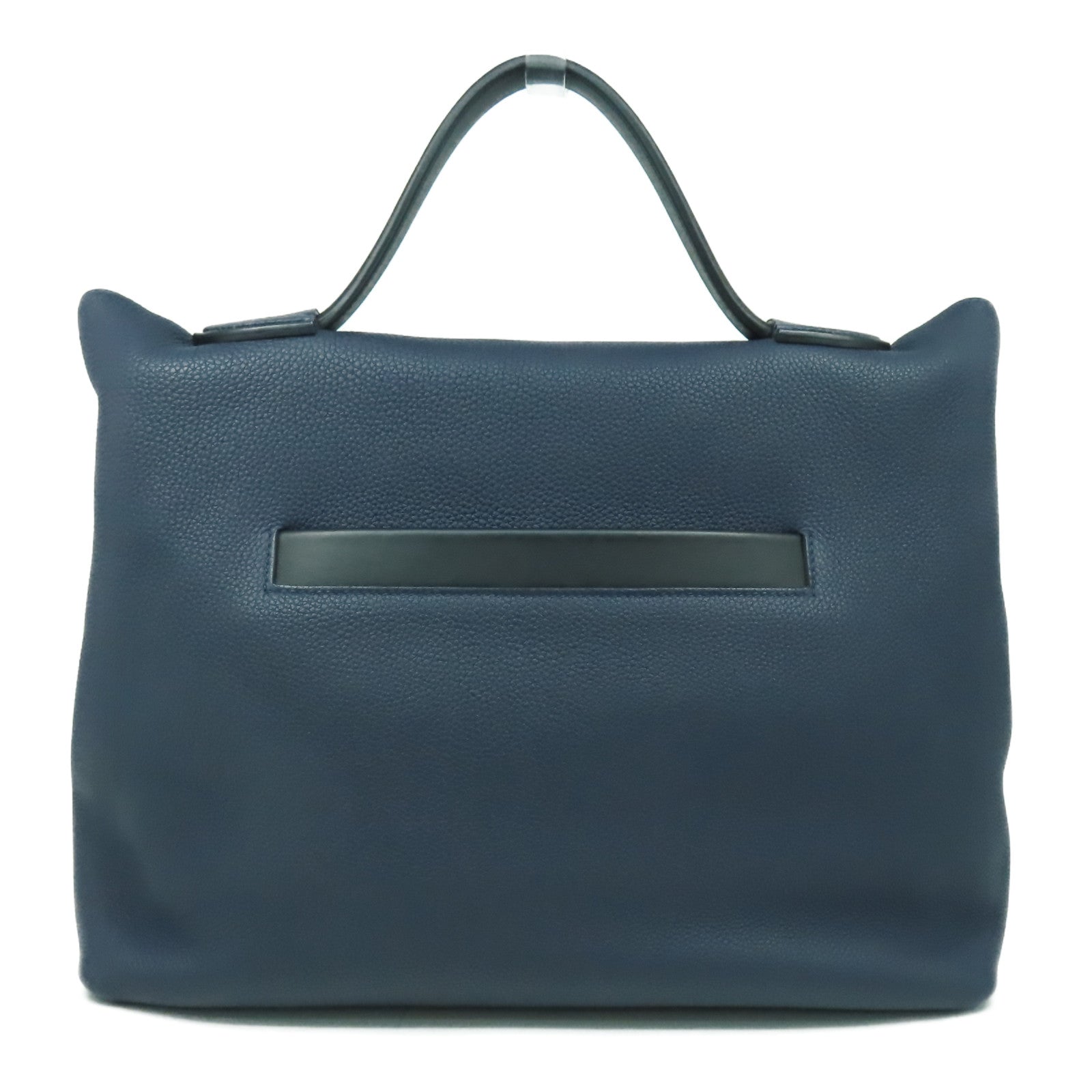 HERMES 【激減優惠】Clemence皮革24/24 35cm金扣手挽袋午夜藍色/黑色