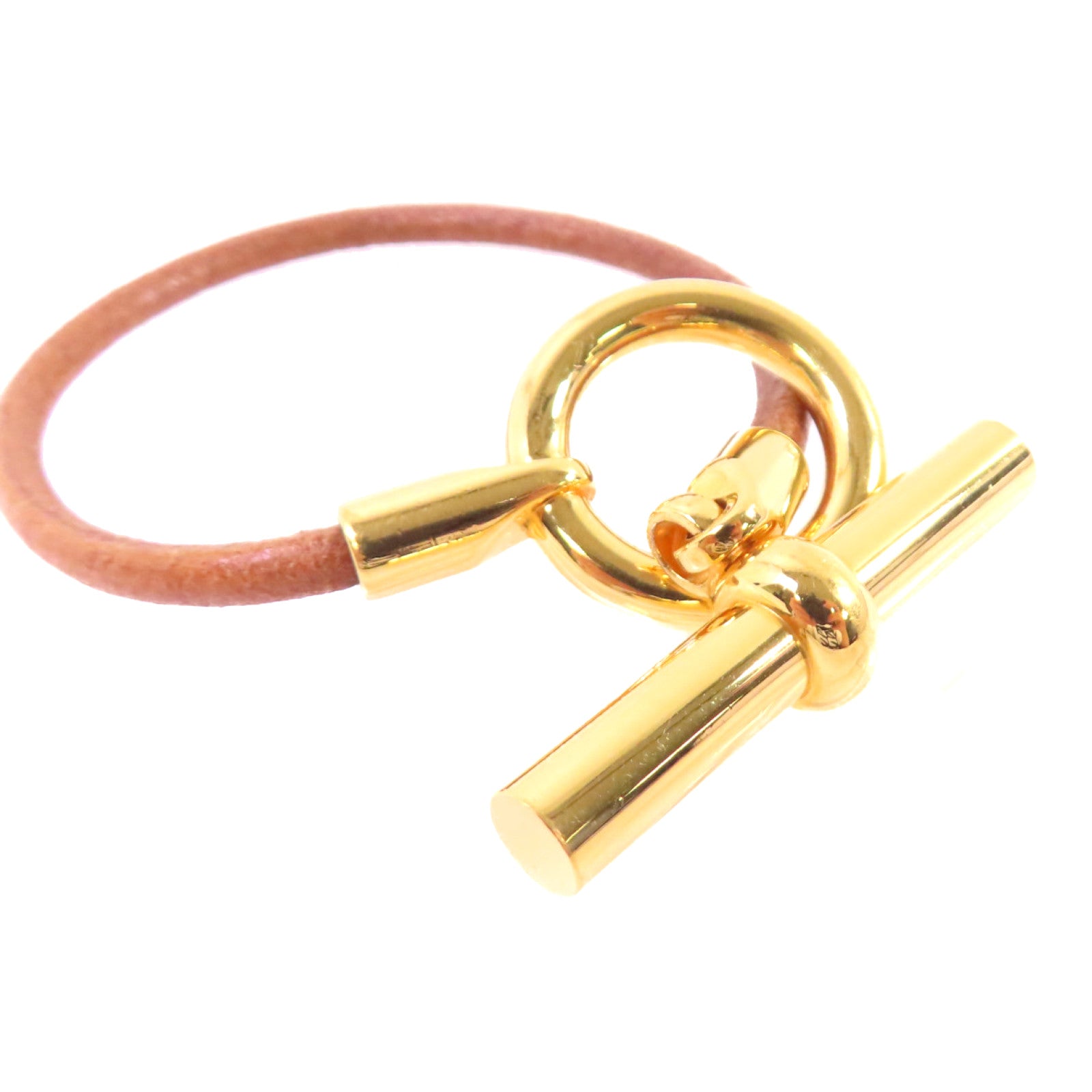 HERMES 麂皮皮革/金屬Glenan Bracelet金扣手鏈