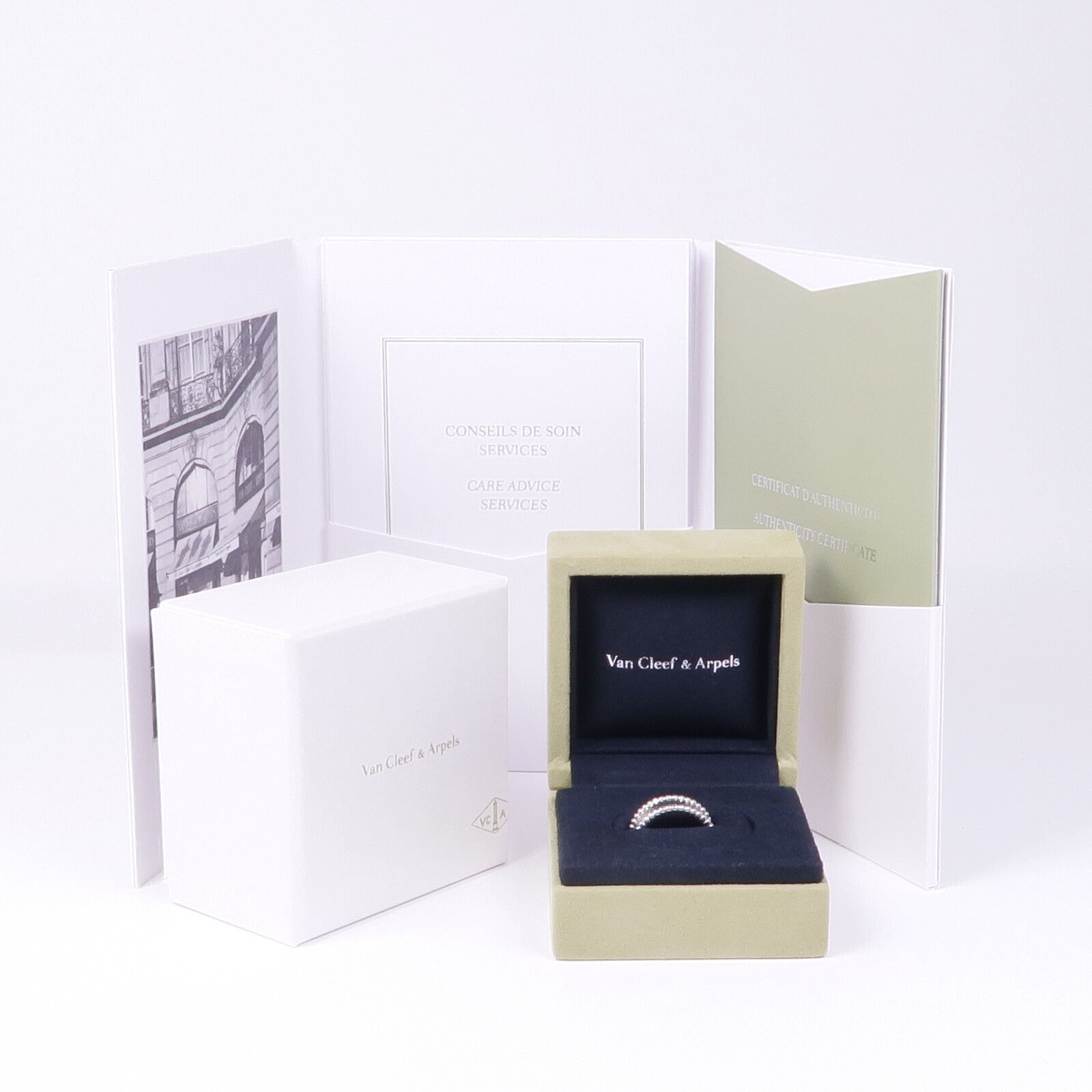 Van Cleef & Arpels 18K白金Perlée Signature Ring戒指VCA#54/US#6.75