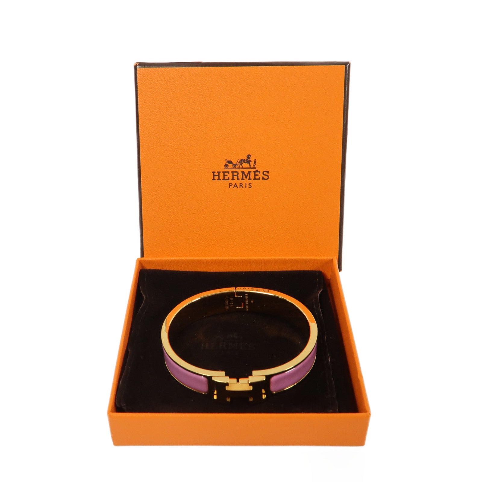 HERMES 金屬Clic H金扣手鐲粉紅色
