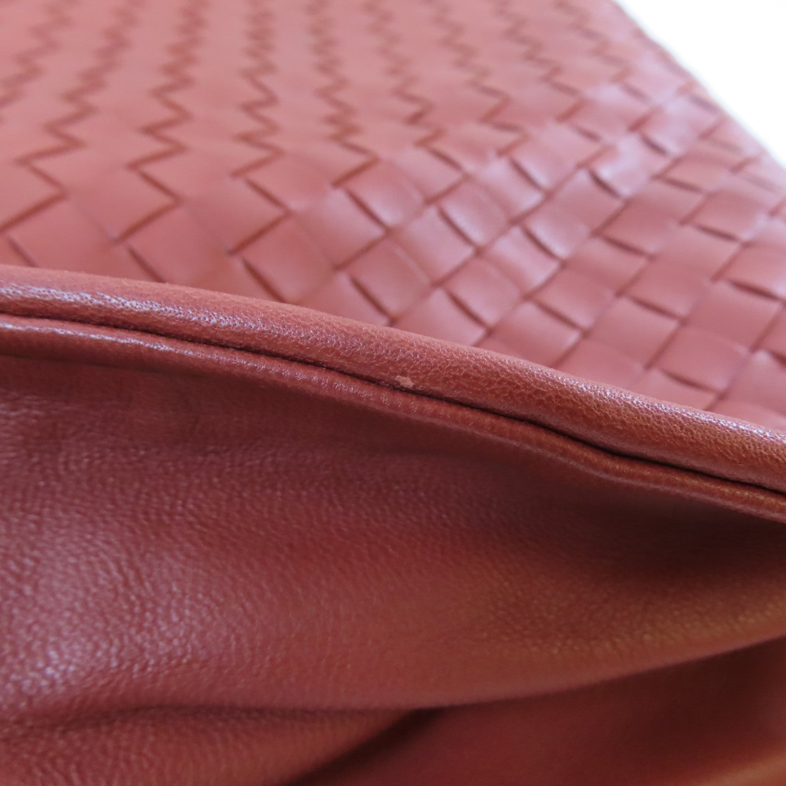BOTTEGA VENETA 織紋皮革Shoulder Bag肩背袋紅棕色