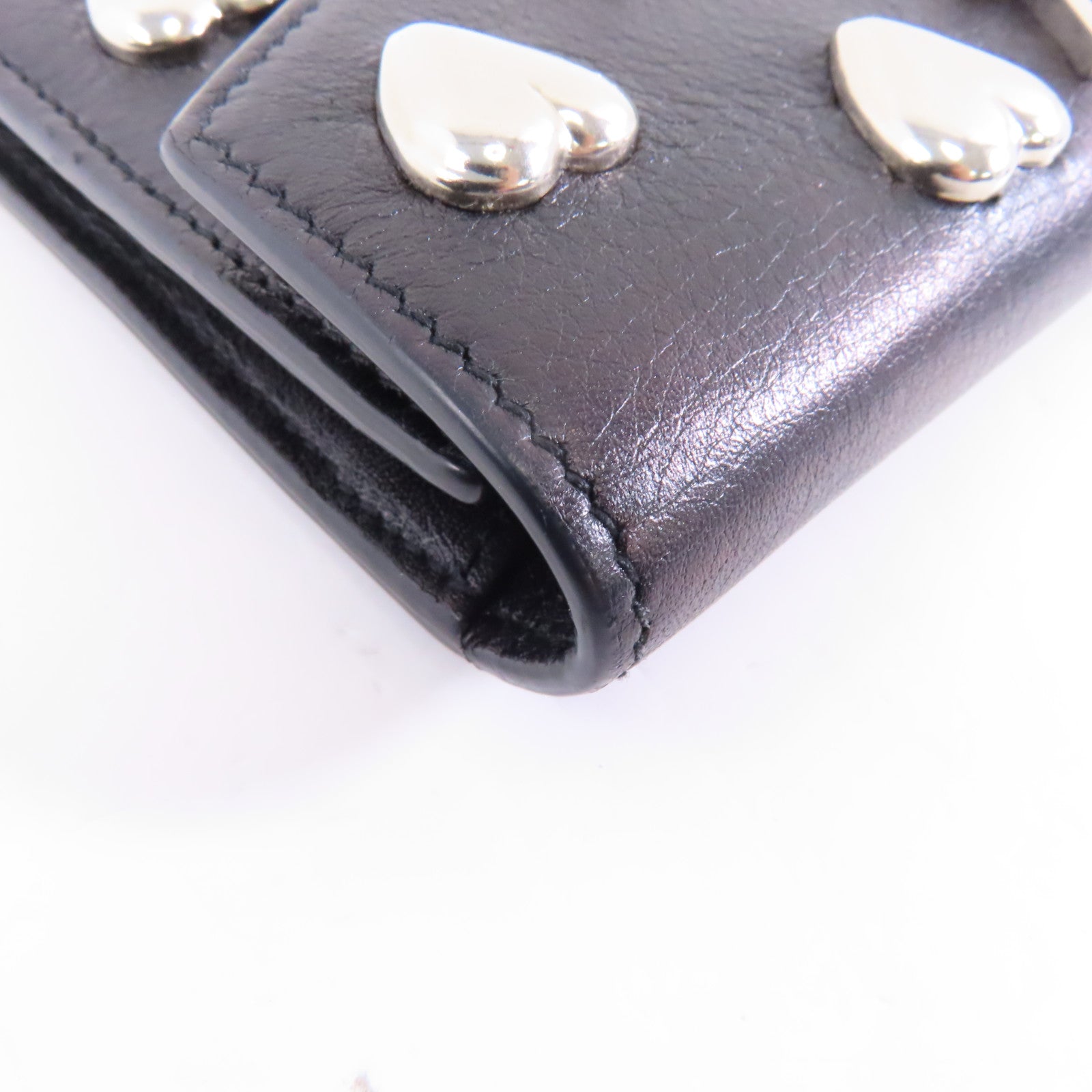 SAINT LAURENT 牛皮皮革Card Case銀扣卡片套黑色