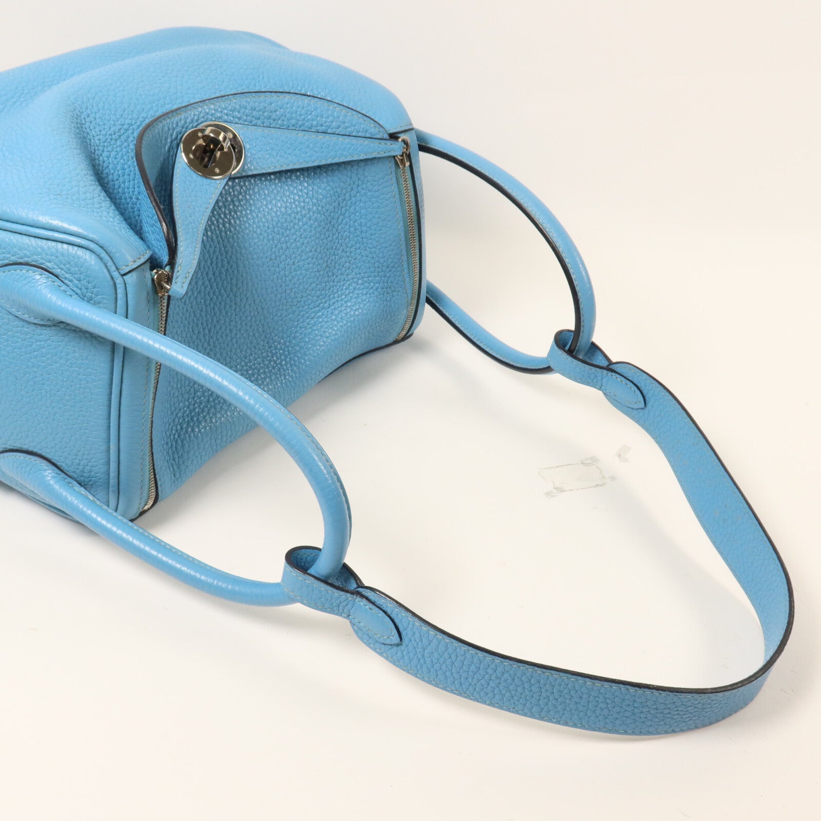 HERMES Clemence皮革Lindy 26手挽肩背兩用袋Bleu Saint Cyr