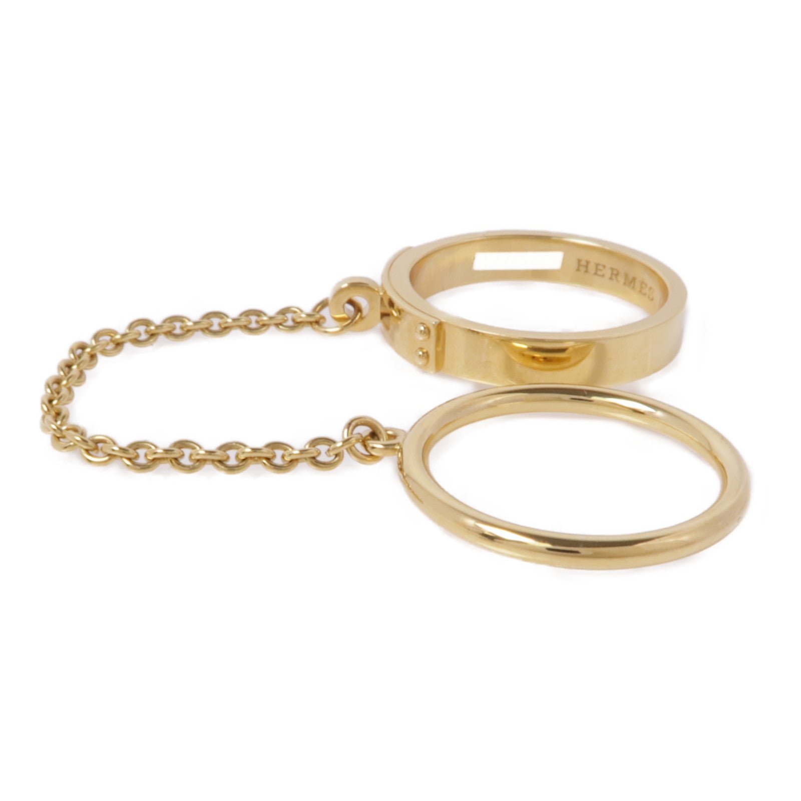 HERMES 18K黃金Bague Kelly TPM Double戒指Hermes#50/US#5.25/4.5