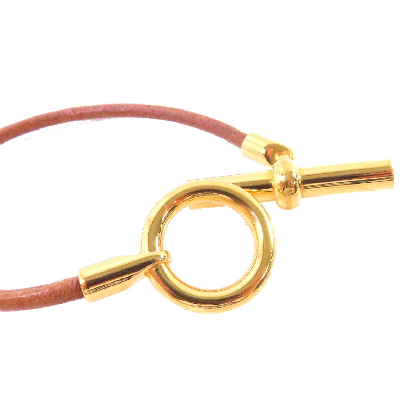 HERMES 麂皮皮革/金屬Glenan Bracelet金扣手鏈