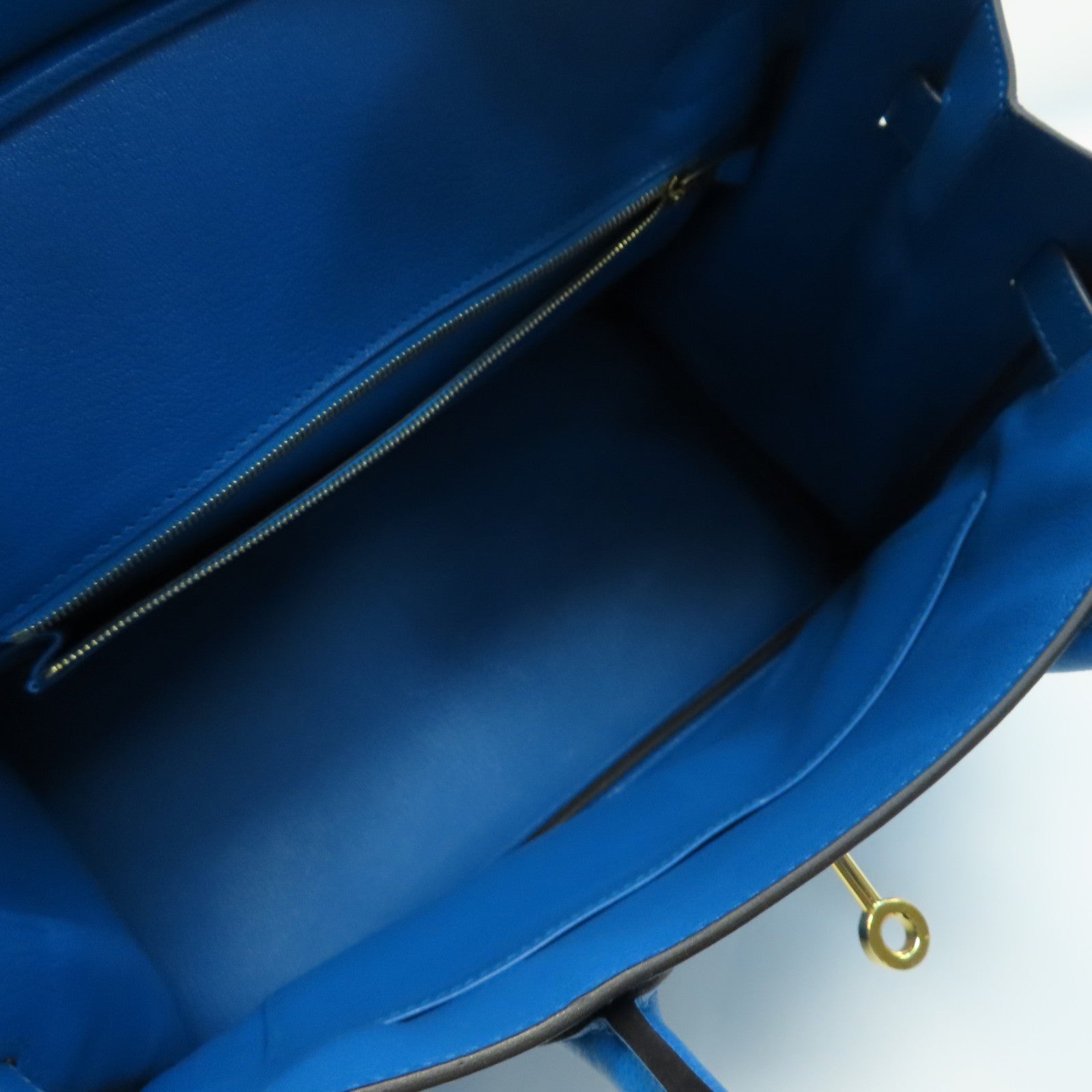 HERMES Epsom皮革Birkin 30金扣手挽袋藍色