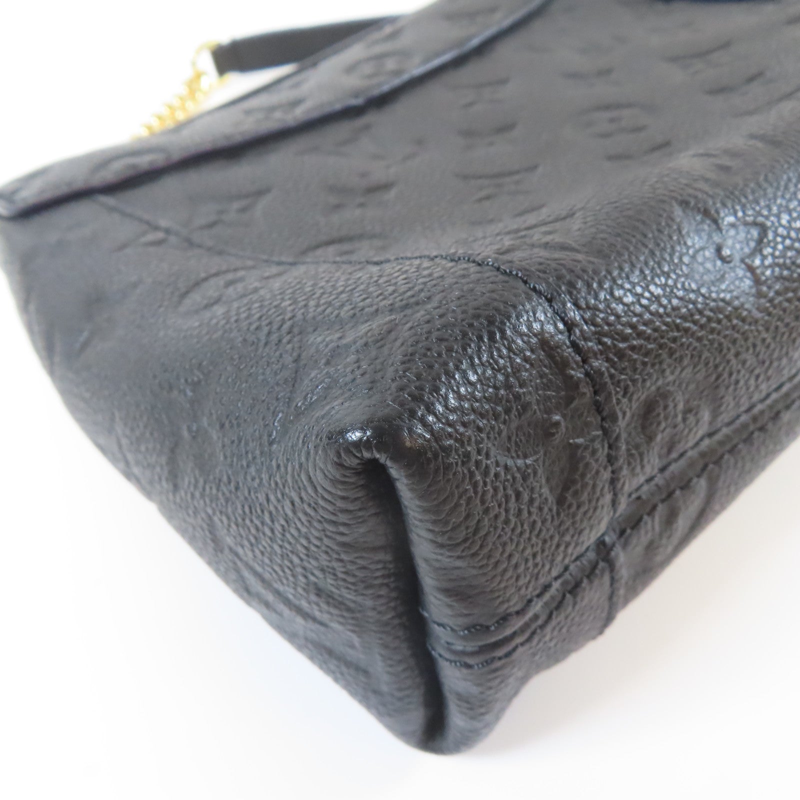 LOUIS VUITTON Monogram Empreinte Blanche BB金扣肩背袋黑色