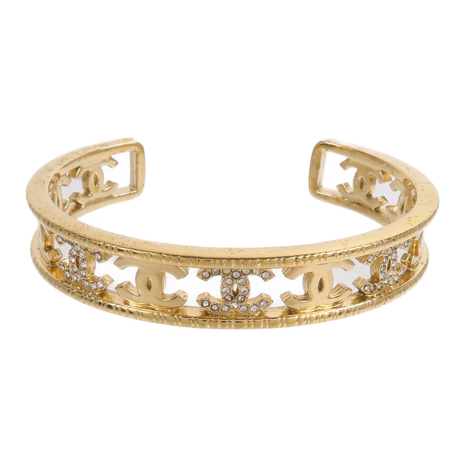 CHANEL 金屬Crystal CC Cuff Bracelet手鐲