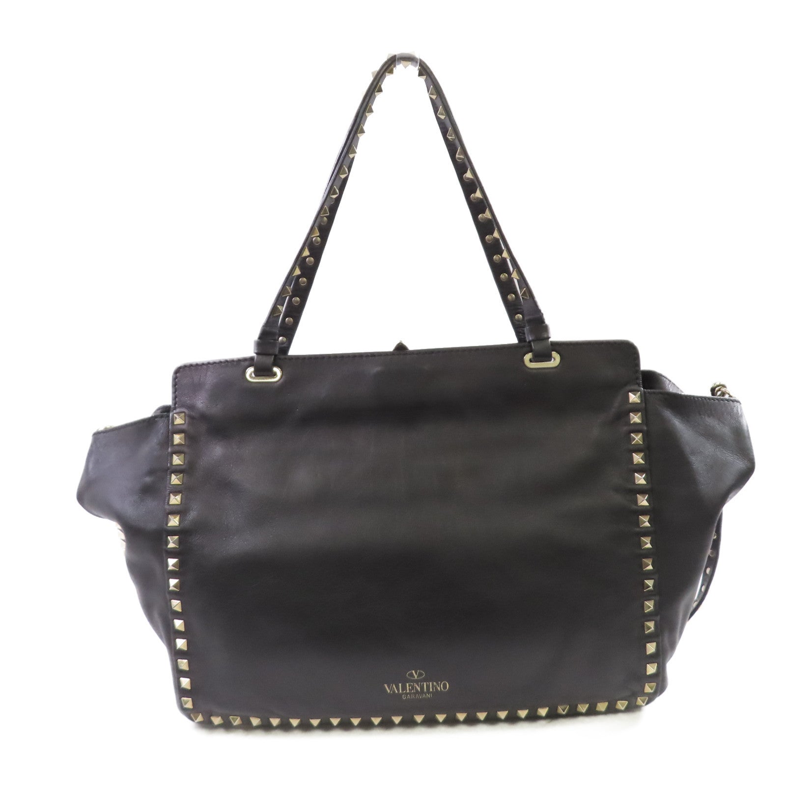 Valentino 牛皮皮革Rockstud Tote Bag金扣手挽肩背兩用袋黑色