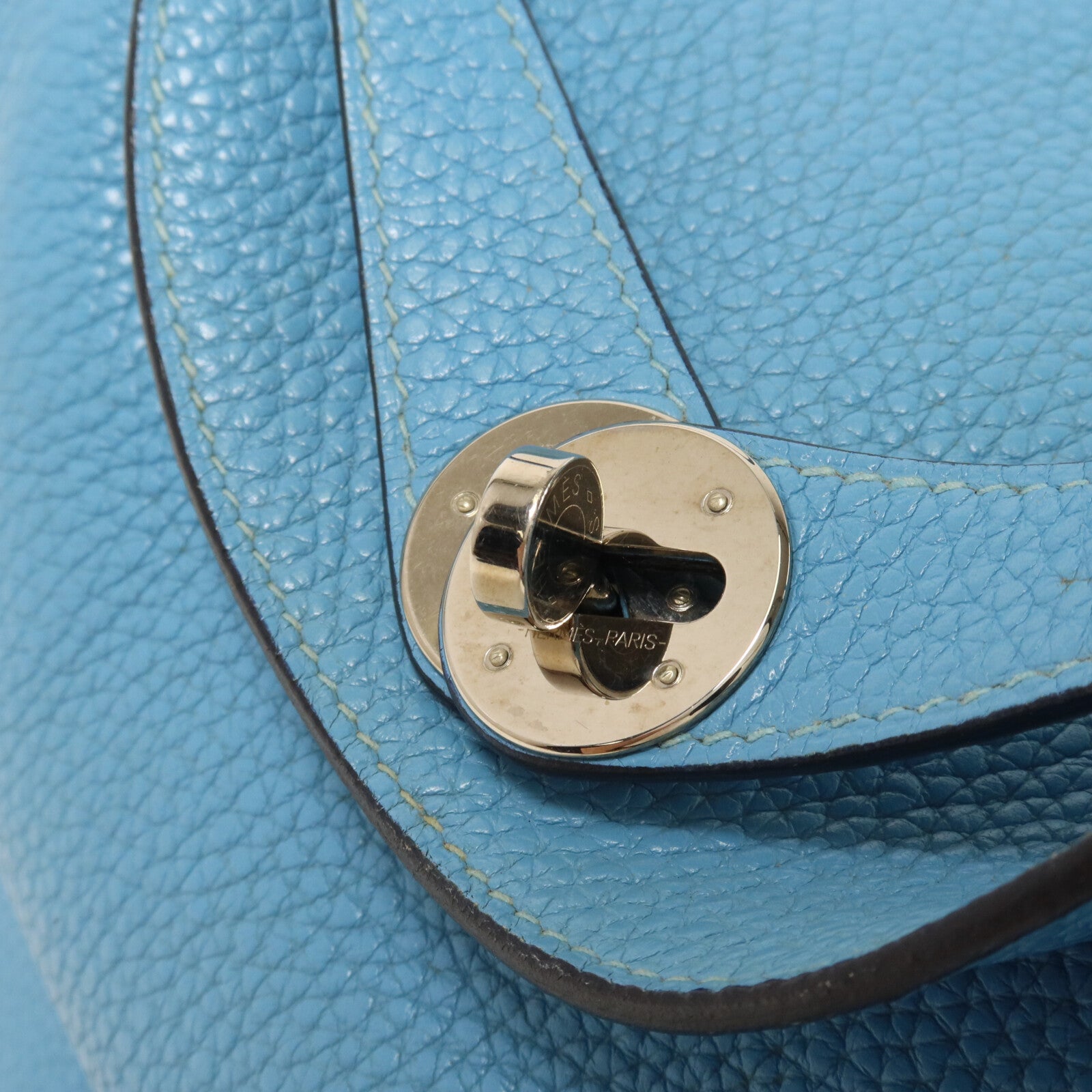 HERMES Clemence皮革Lindy 26手挽肩背兩用袋Bleu Saint Cyr
