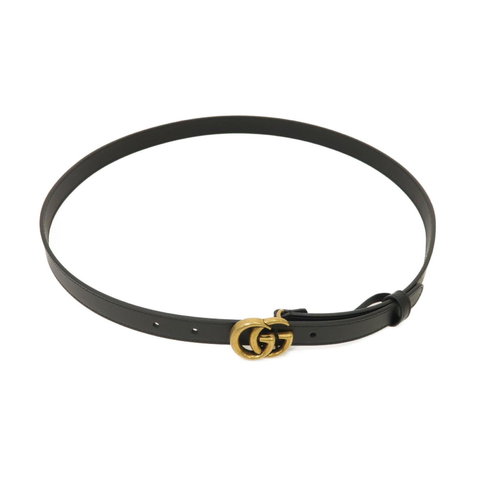 GUCCI 【激減優惠】牛皮皮革GG Marmont Thin Belt金扣皮帶黑色