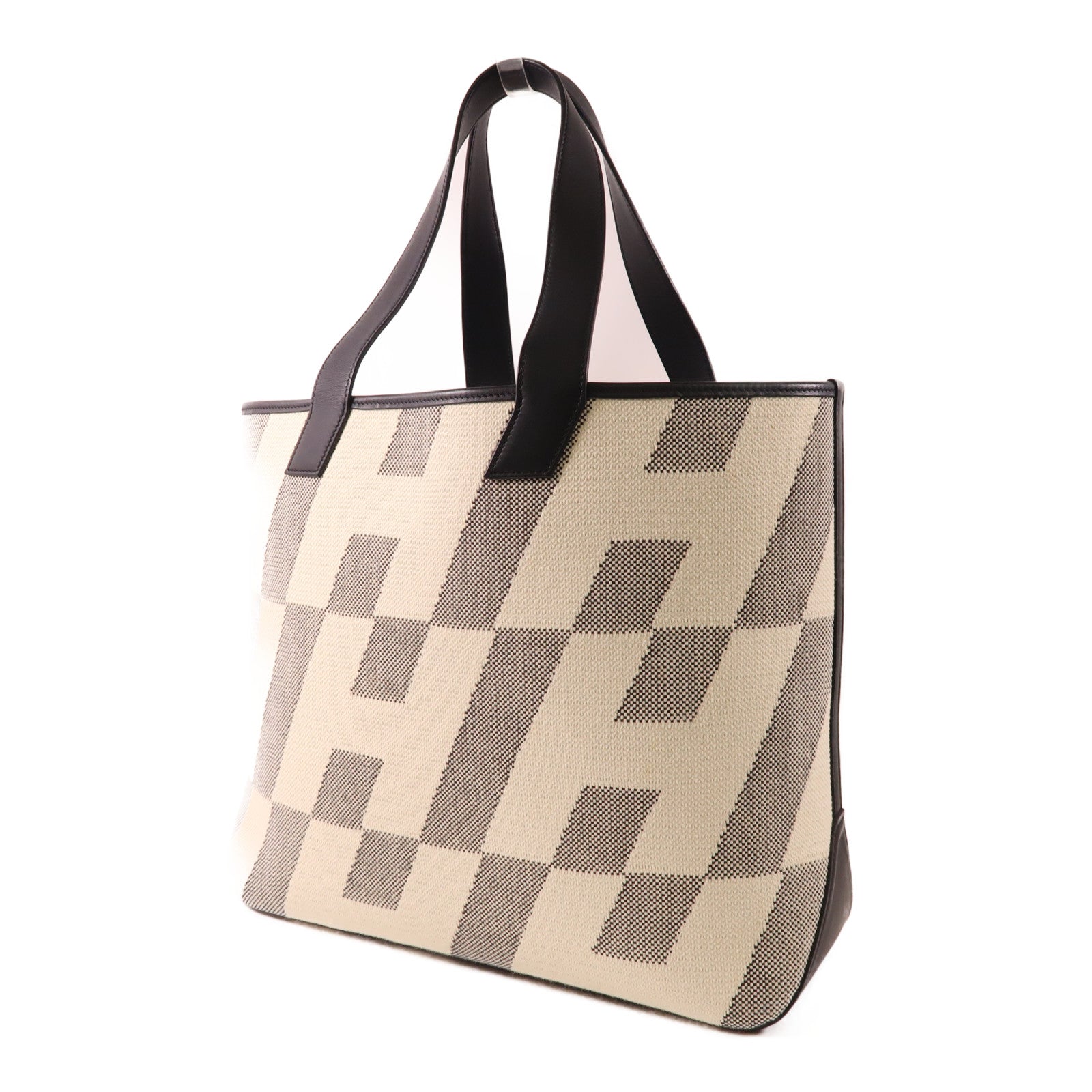 HERMES 帆布/皮革Cabas H En Biais 40肩背袋Noir