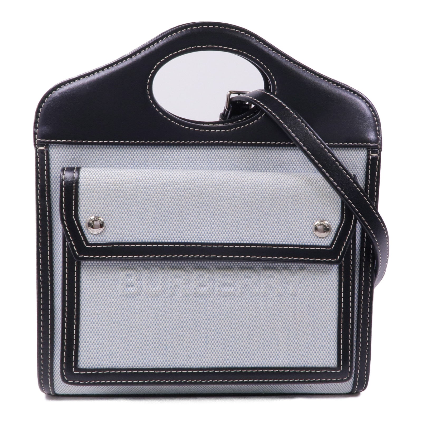 BURBERRY 帆布/皮革2 Way Shoulder銀扣手挽肩背兩用袋