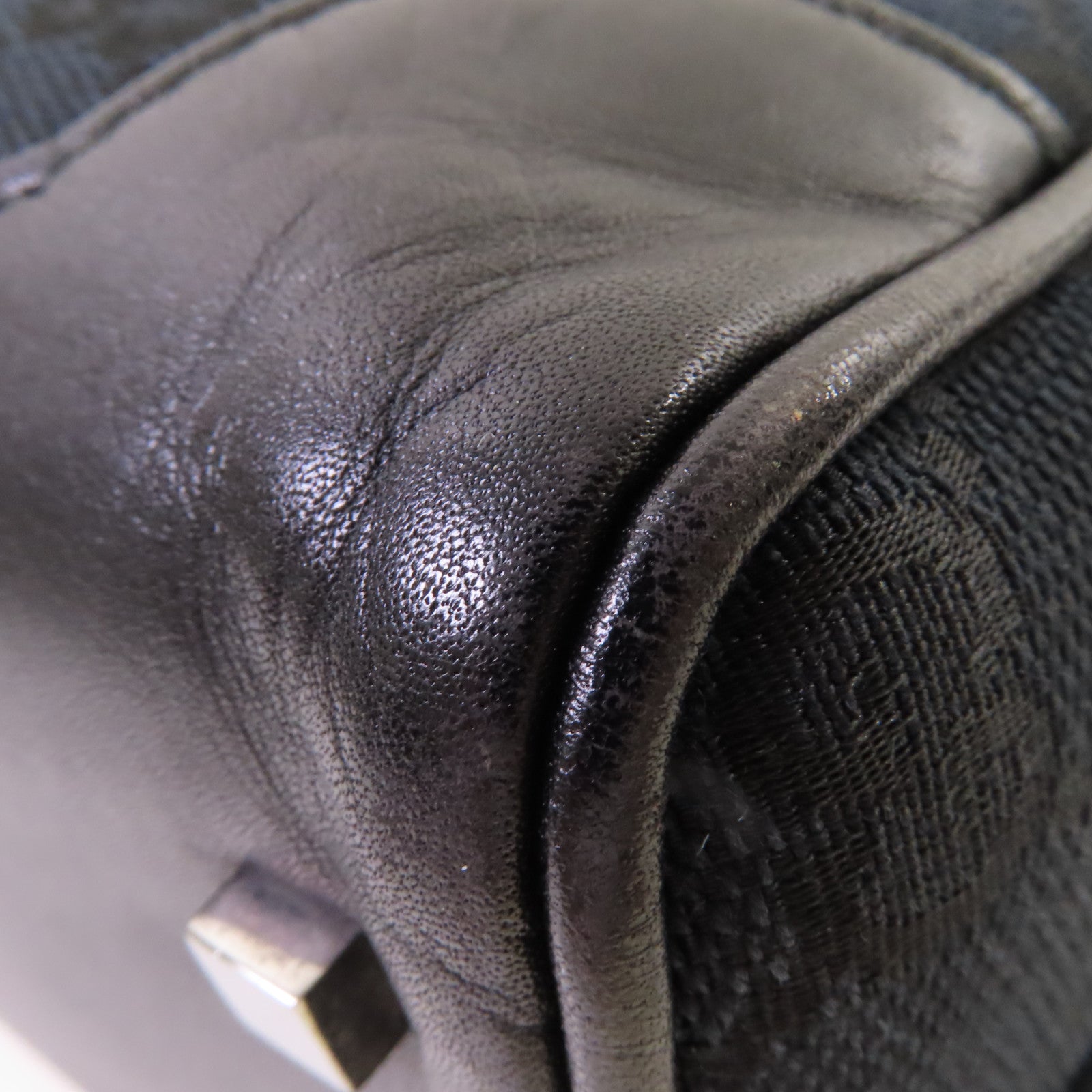 GUCCI GG帆布Bowler Handbag銀扣手挽袋黑色