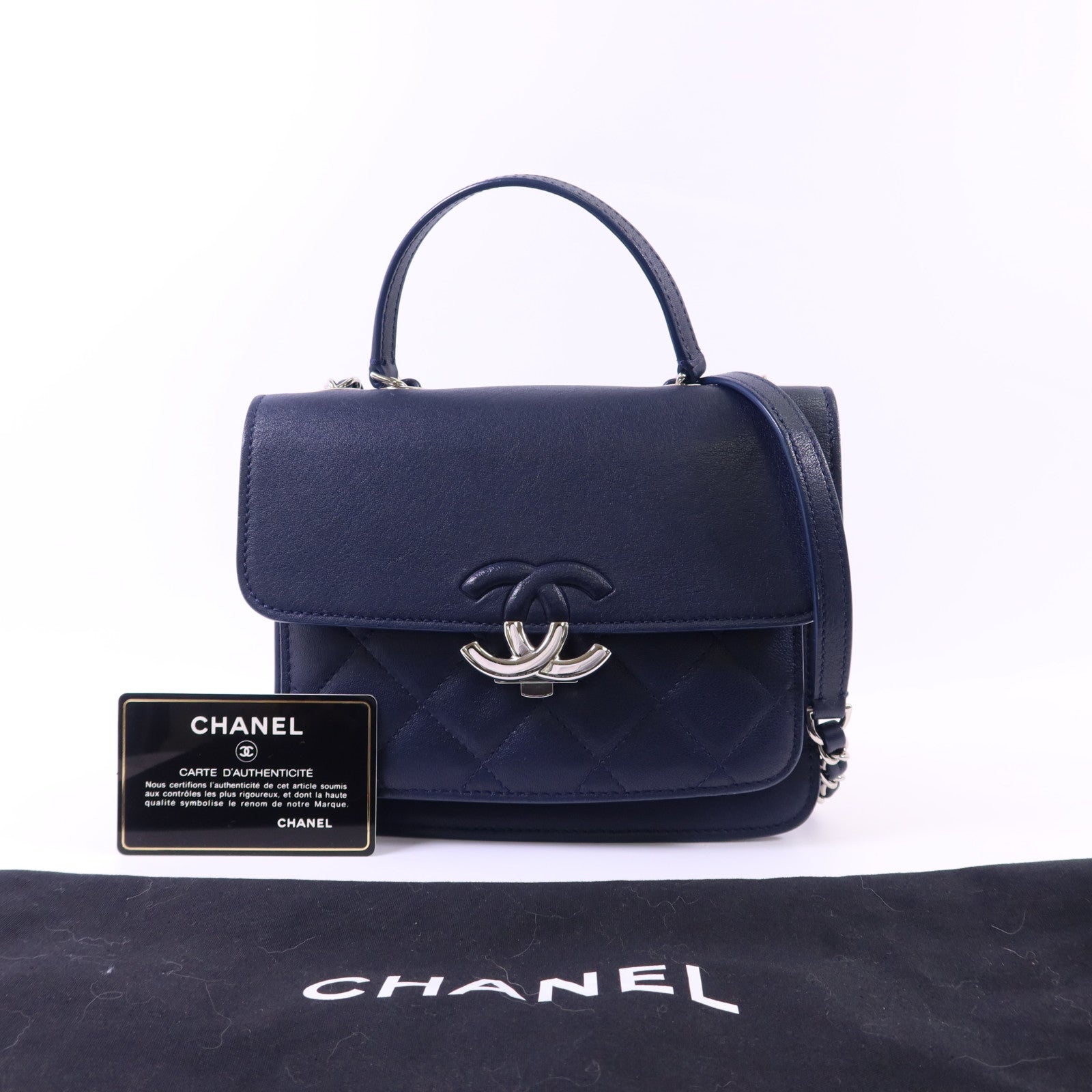 CHANEL 【激減優惠】牛皮皮革2 Way Chain Shoulder Bag銀扣鏈帶肩背袋