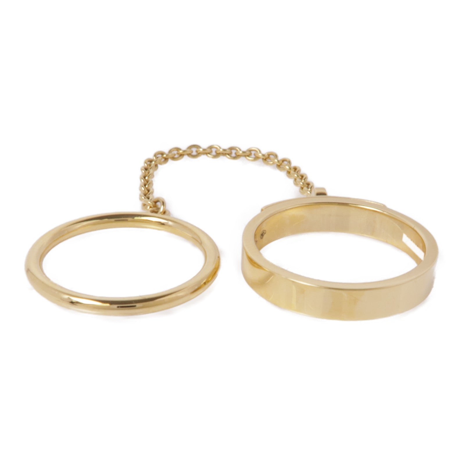 HERMES 18K黃金Bague Kelly TPM Double戒指Hermes#50/US#5.25/4.5