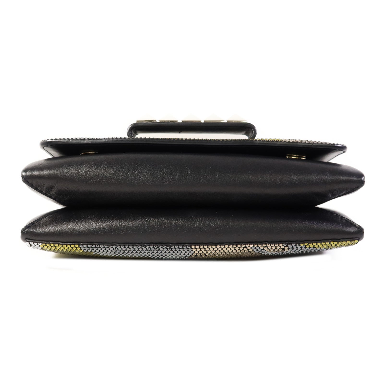 Valentino 牛皮皮革/水晶Shoulder Bag金扣鏈帶肩背袋