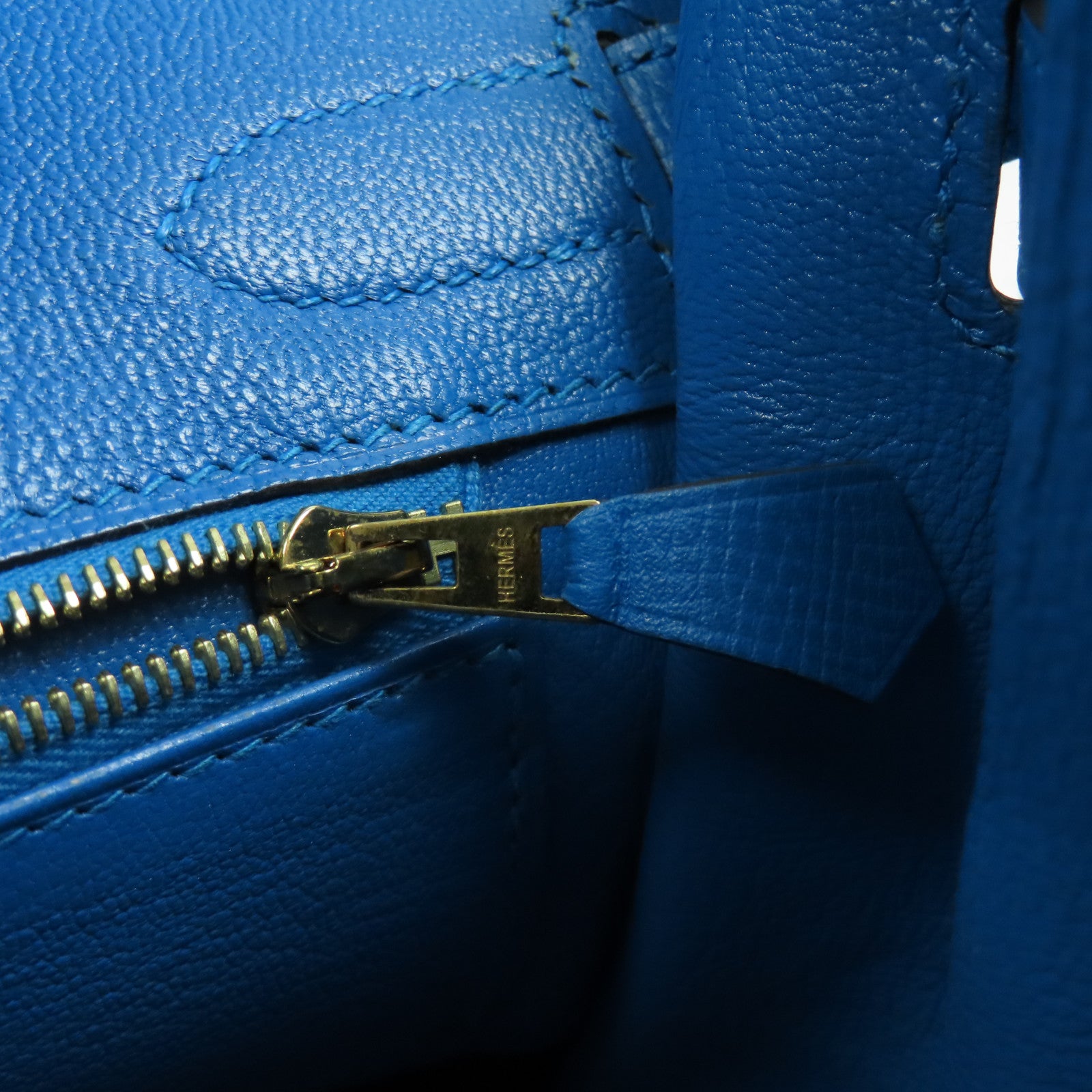 HERMES Epsom皮革Birkin 30金扣手挽袋藍色
