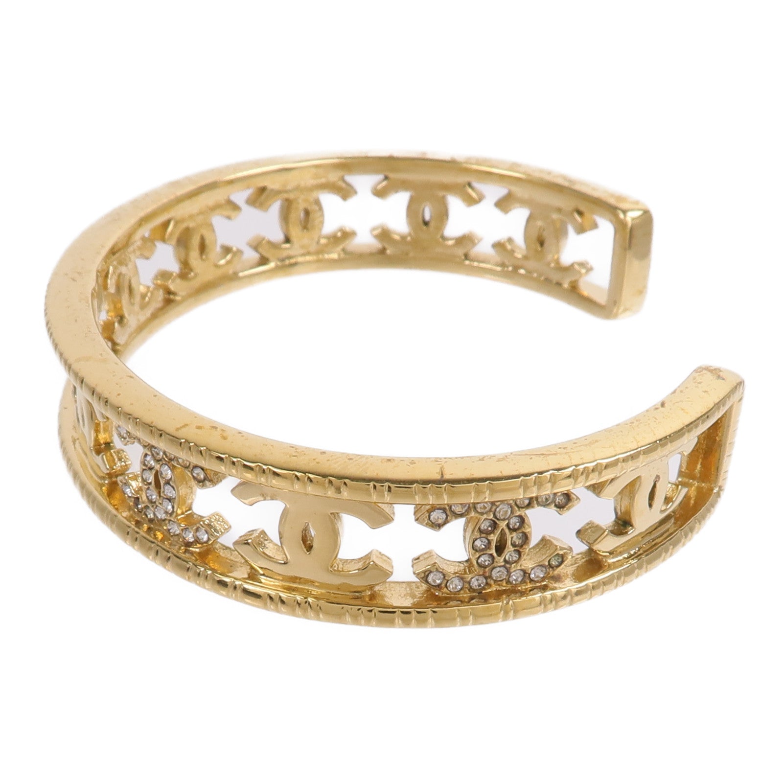 CHANEL 金屬Crystal CC Cuff Bracelet手鐲