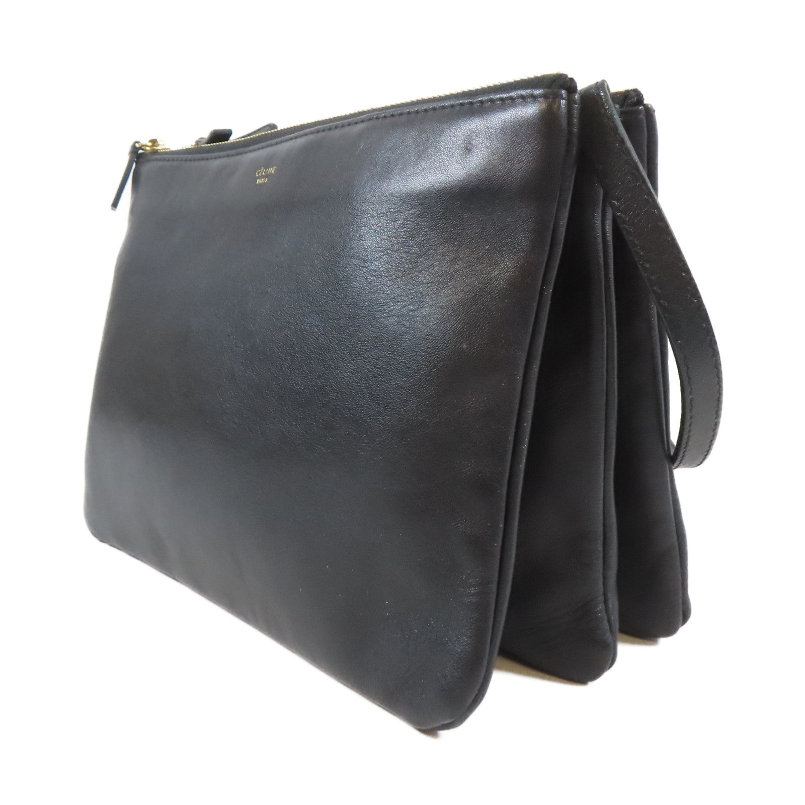 CELINE 牛皮皮革Torio金扣肩背袋黑色