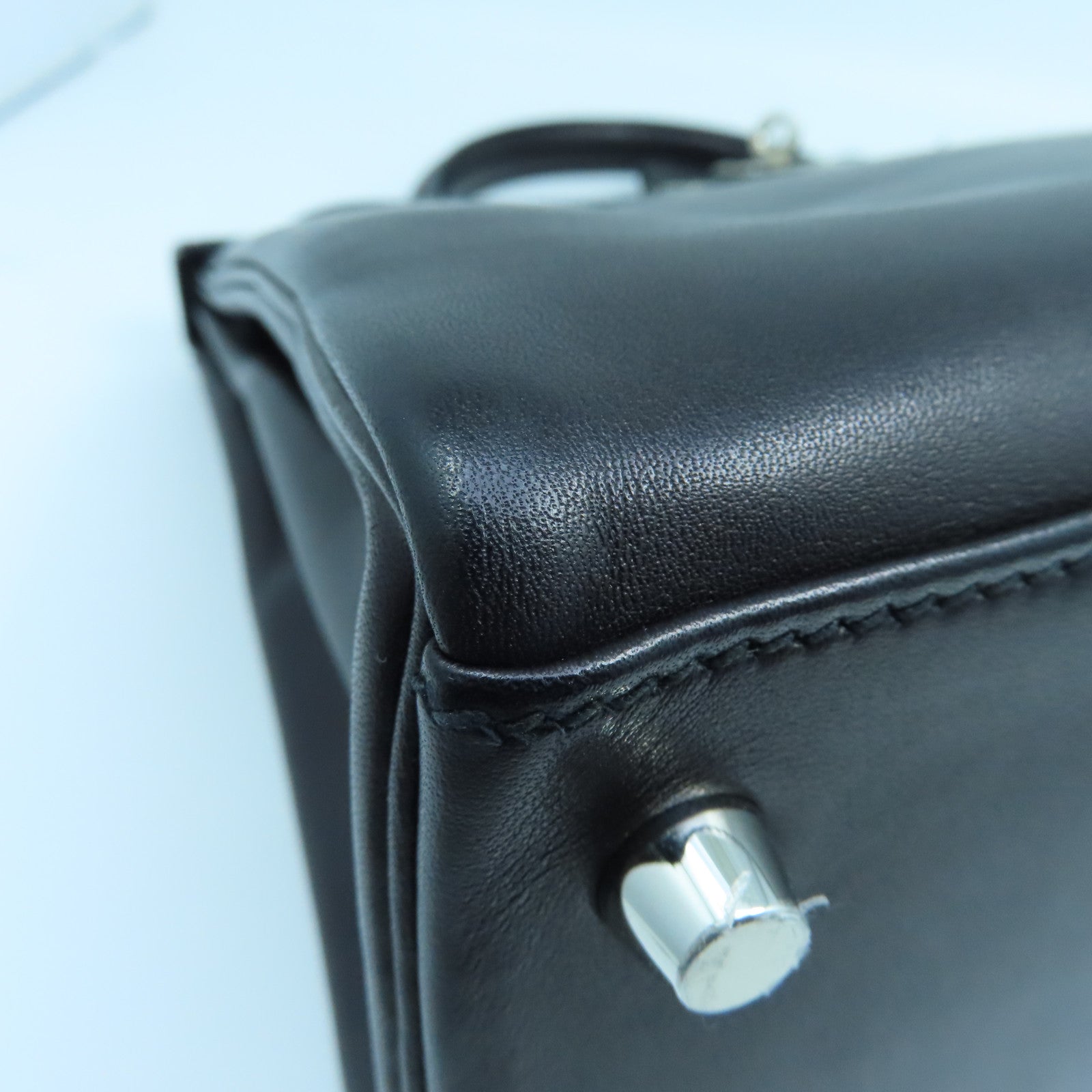 HERMES Swift皮革Kelly 32銀扣手挽肩背兩用袋黑色