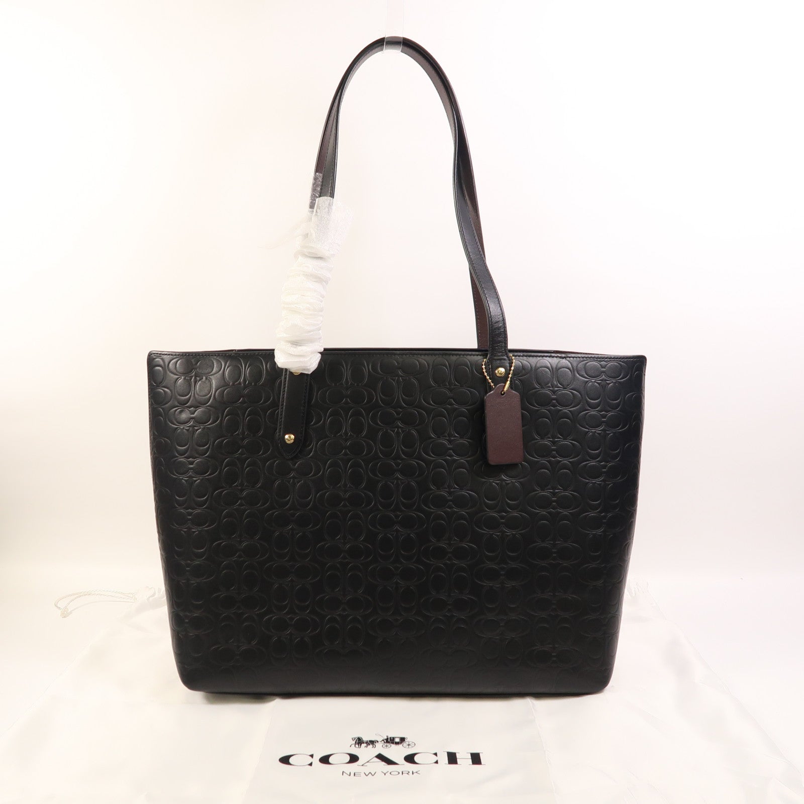 COACH 牛皮皮革Central Tote金扣肩背袋