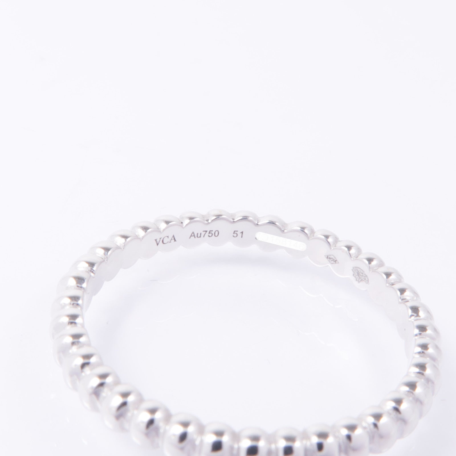 Van Cleef & Arpels 18K白金Perlee Pearls of Gold Ring戒指#51/US#5.5