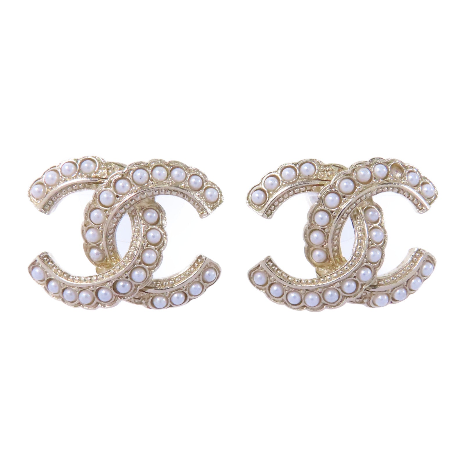 CHANEL PVC/金屬Earrings耳環金色/白色