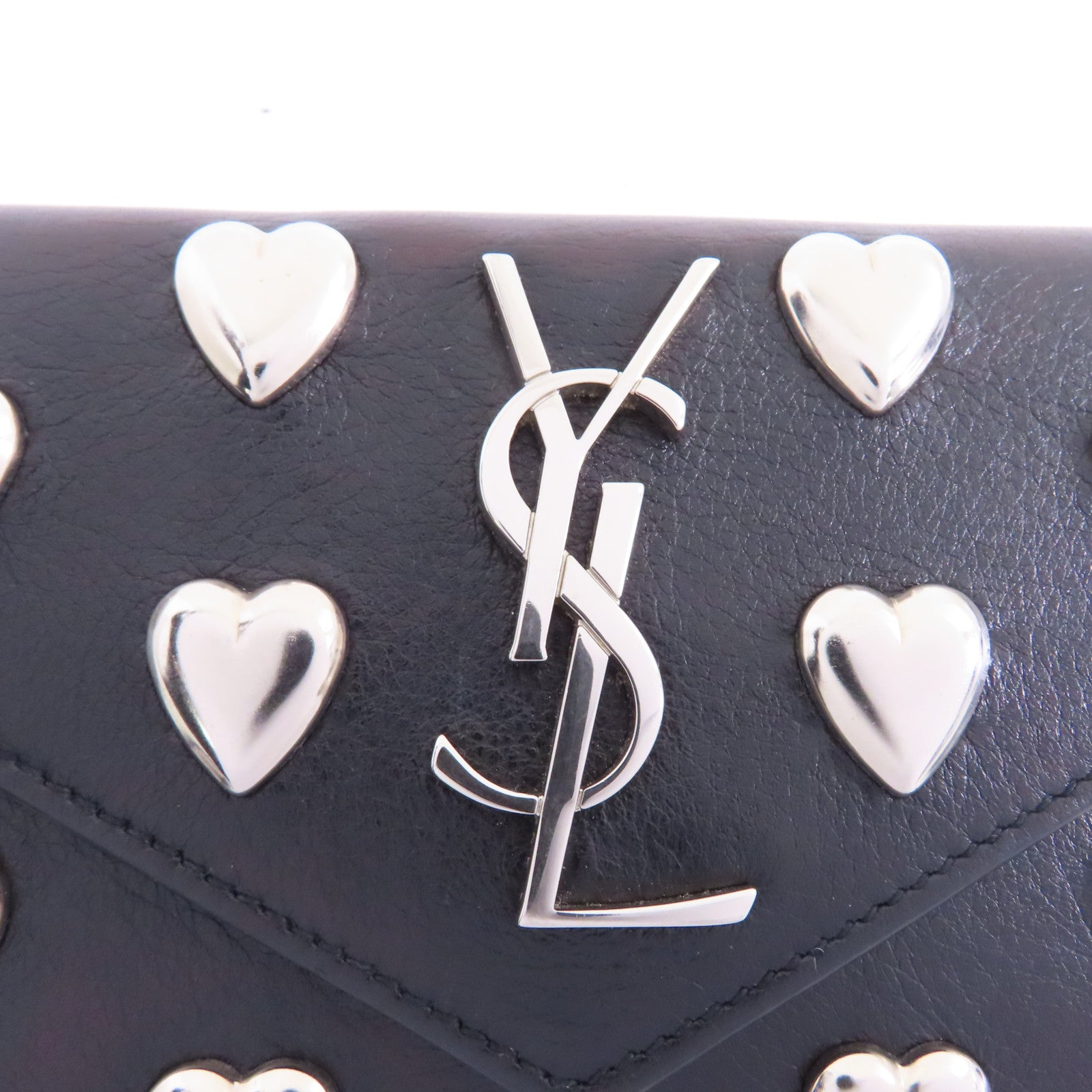 SAINT LAURENT 牛皮皮革Card Case銀扣卡片套黑色