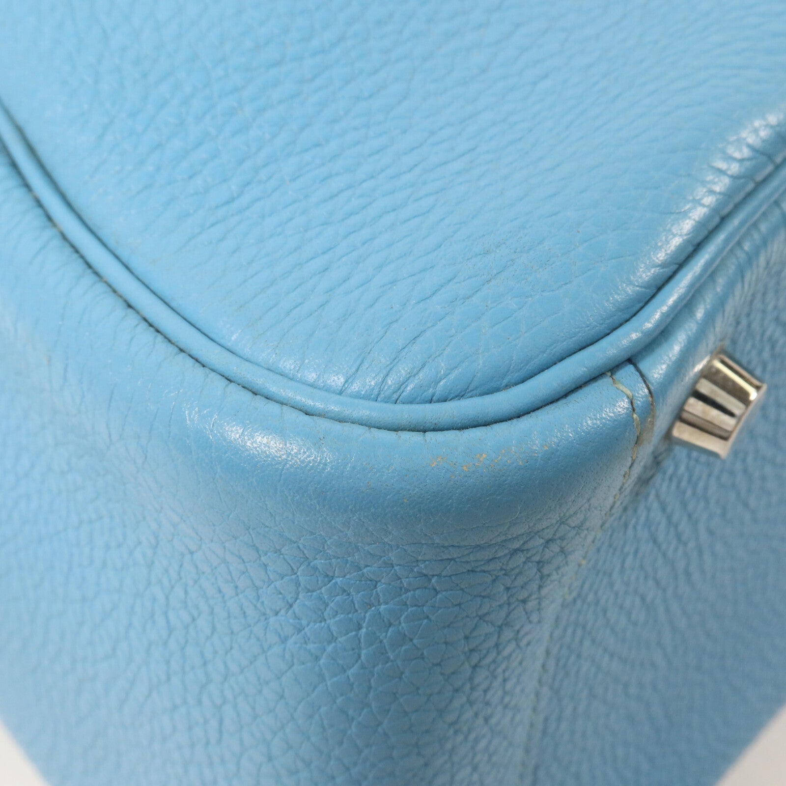 HERMES Clemence皮革Lindy 26手挽肩背兩用袋Bleu Saint Cyr