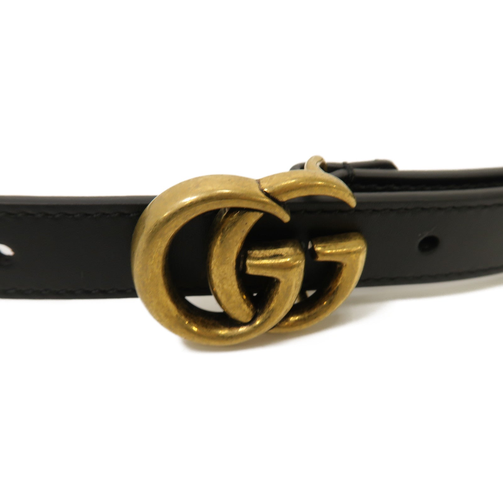 GUCCI 【激減優惠】牛皮皮革GG Marmont Thin Belt金扣皮帶黑色