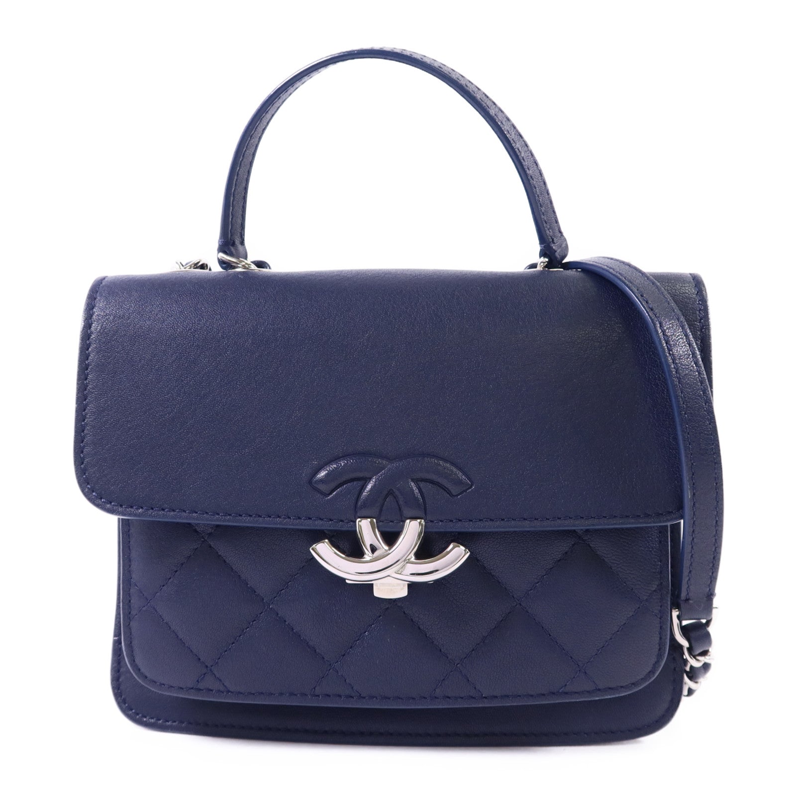 CHANEL 【激減優惠】牛皮皮革2 Way Chain Shoulder Bag銀扣鏈帶肩背袋