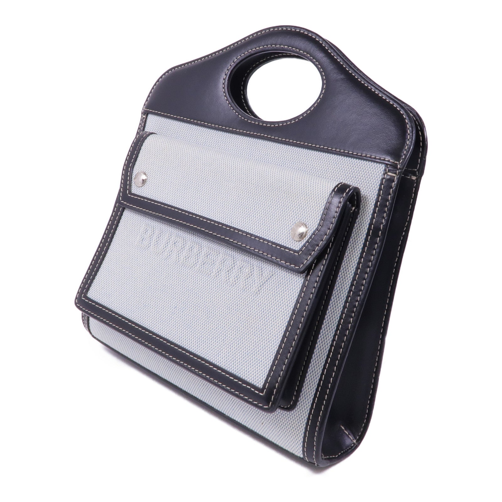 BURBERRY 帆布/皮革2 Way Shoulder銀扣手挽肩背兩用袋