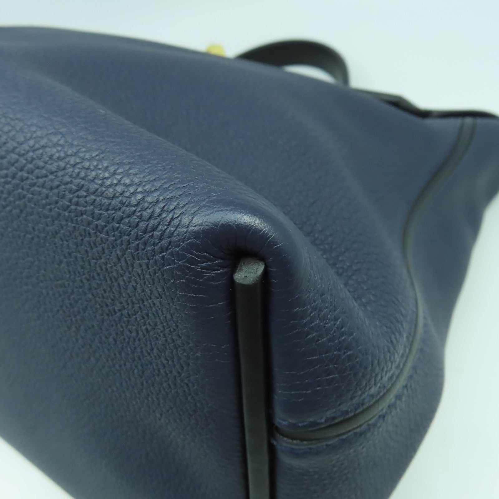 HERMES 【激減優惠】Clemence皮革24/24 35cm金扣手挽袋午夜藍色/黑色