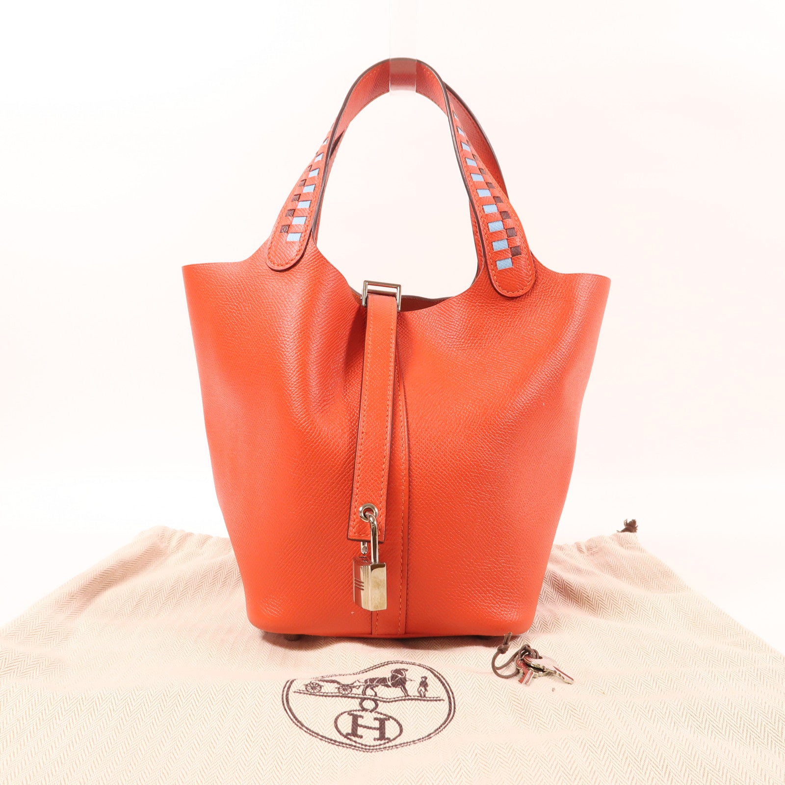 HERMES Epsom皮革Picotin PM銀扣手挽袋Capucine