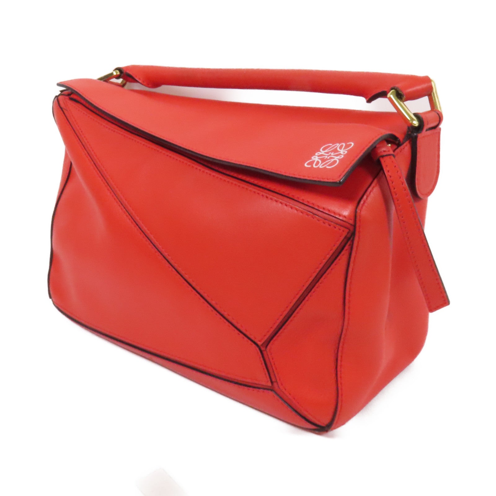 LOEWE 牛皮皮革Puzzle Medium金扣手挽肩背兩用袋