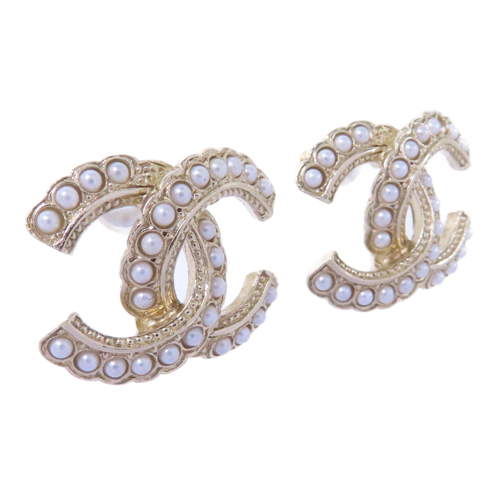 CHANEL PVC/金屬Earrings耳環金色/白色