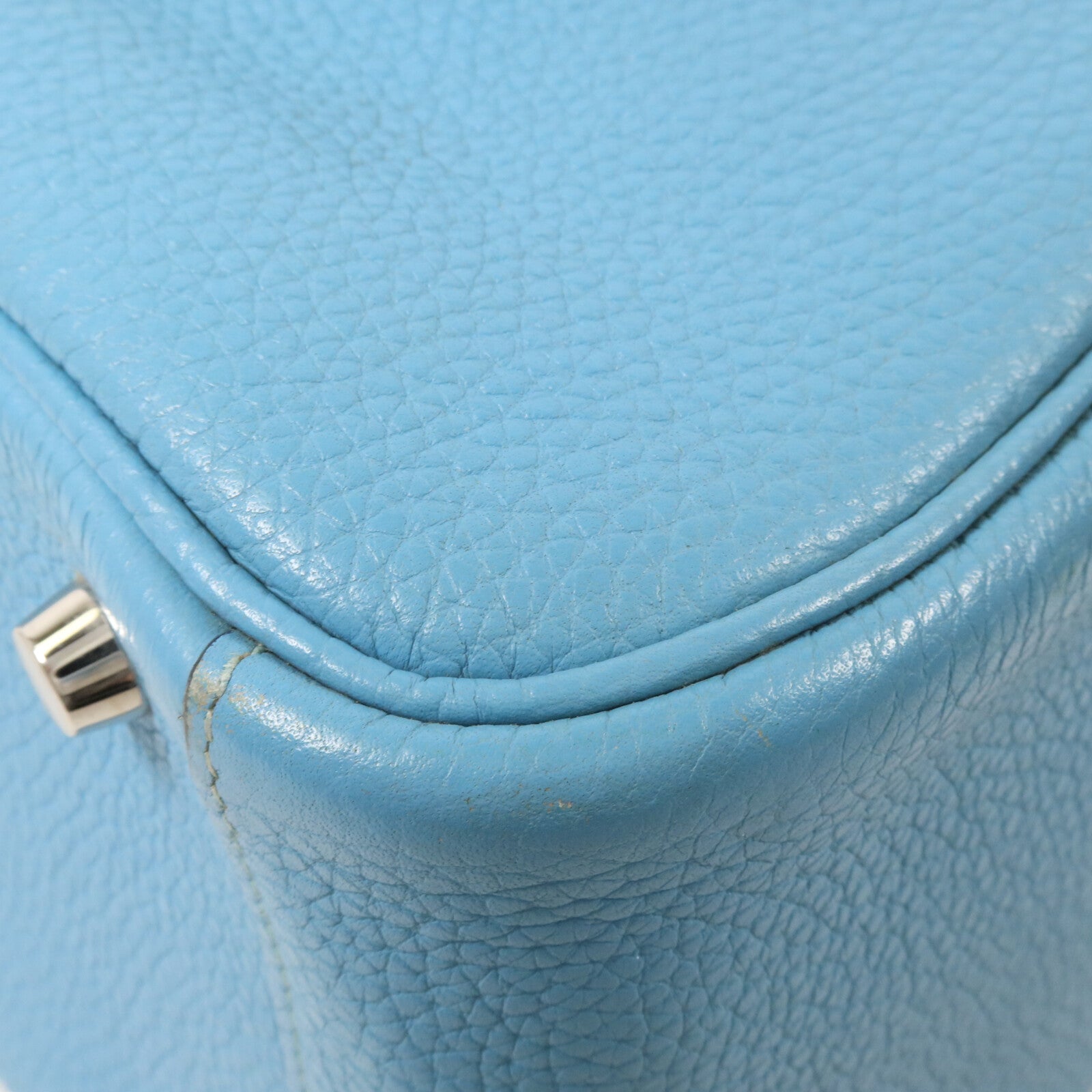 HERMES Clemence皮革Lindy 26手挽肩背兩用袋Bleu Saint Cyr